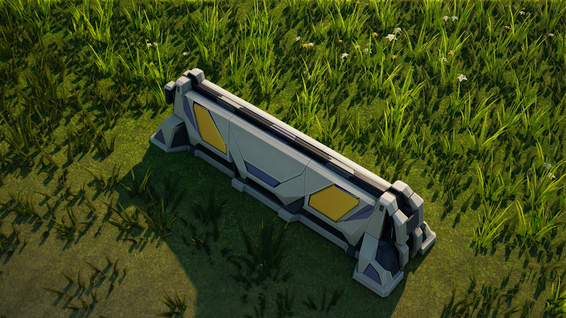 Moonveil Barricade standing in Hearthland, viewed from above at a three-quarter angle