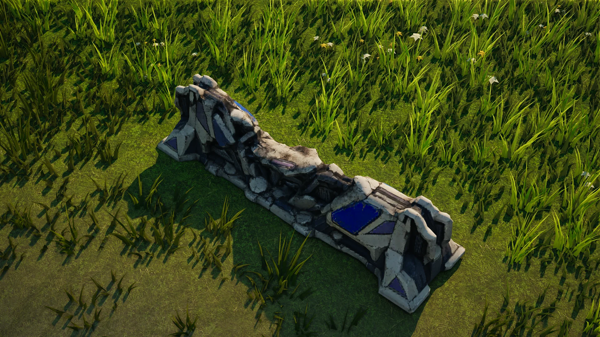 Destroyed Moonveil Barricade, with collapsed armour and machinery