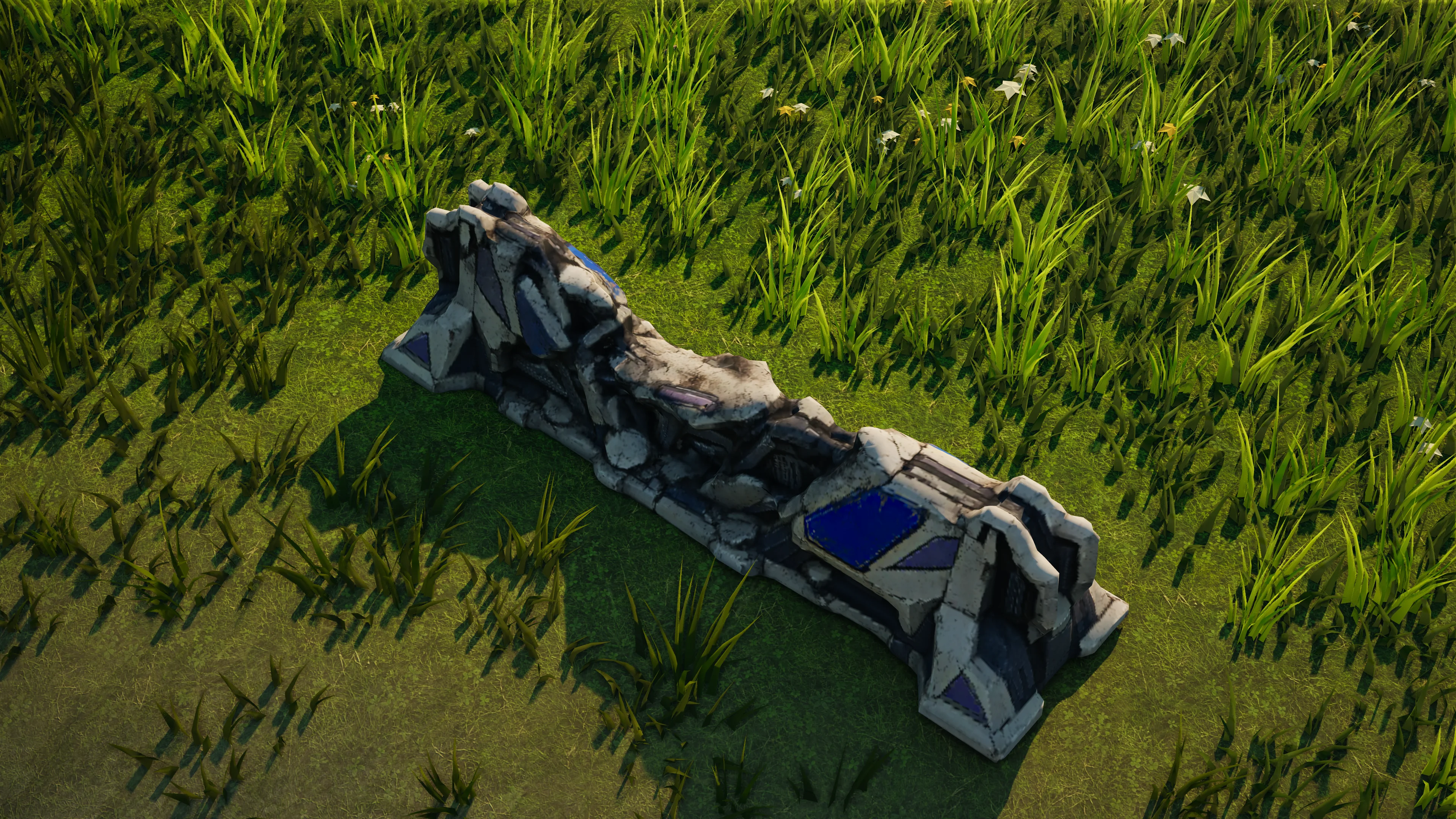 Wrack von Moonveil Barricade, mit eingestürzter Panzerung und Maschinerie