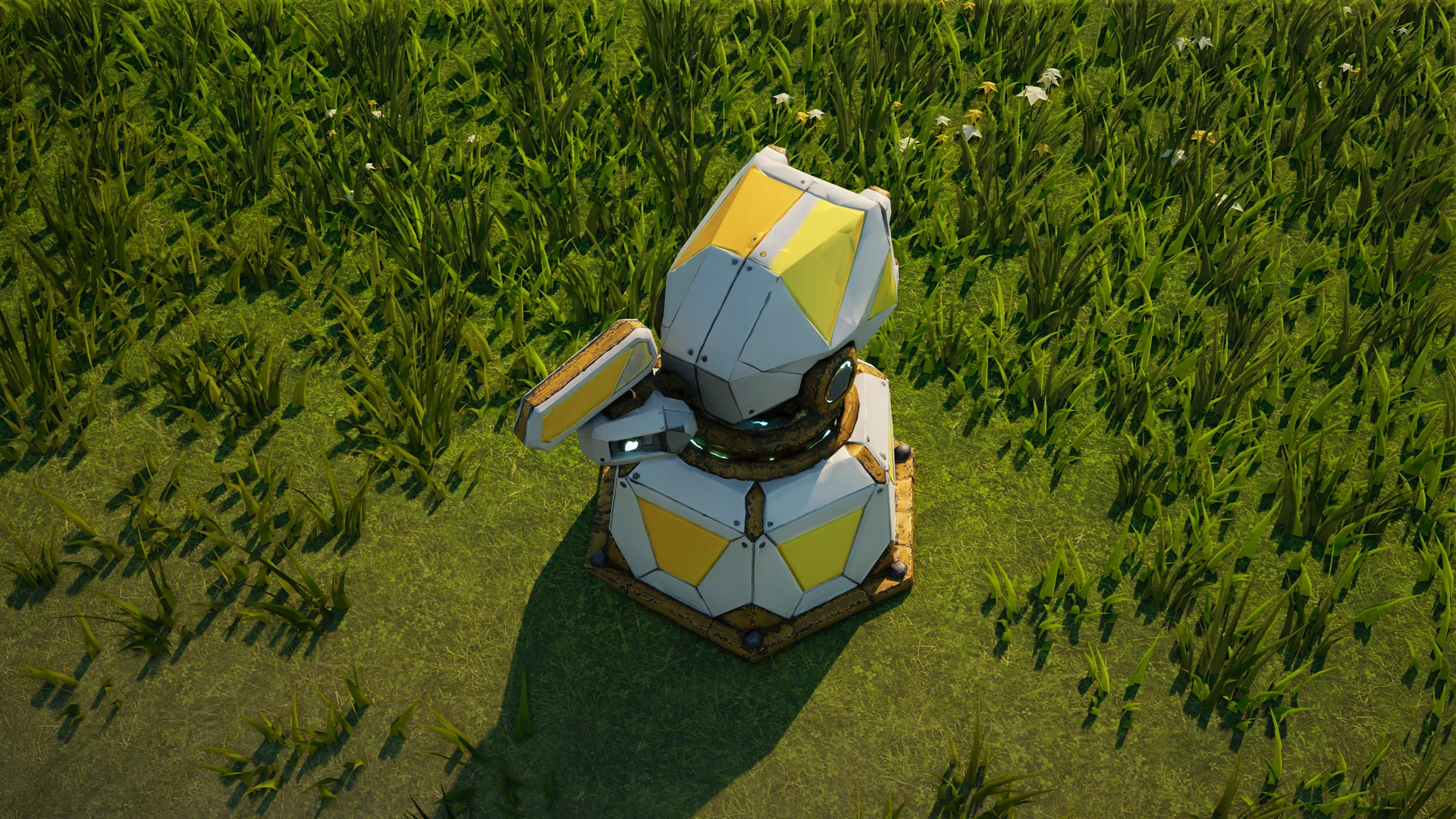 Moonveil Drone catcher standing in Hearthland, viewed from above at a three-quarter angle