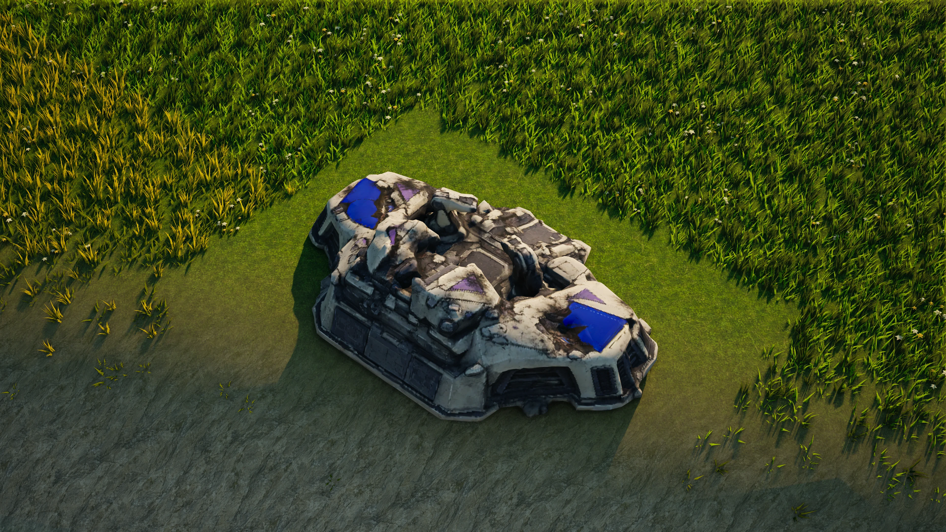 Wrack von Moonveil Engineering hub, mit eingestürzter Panzerung und Maschinerie