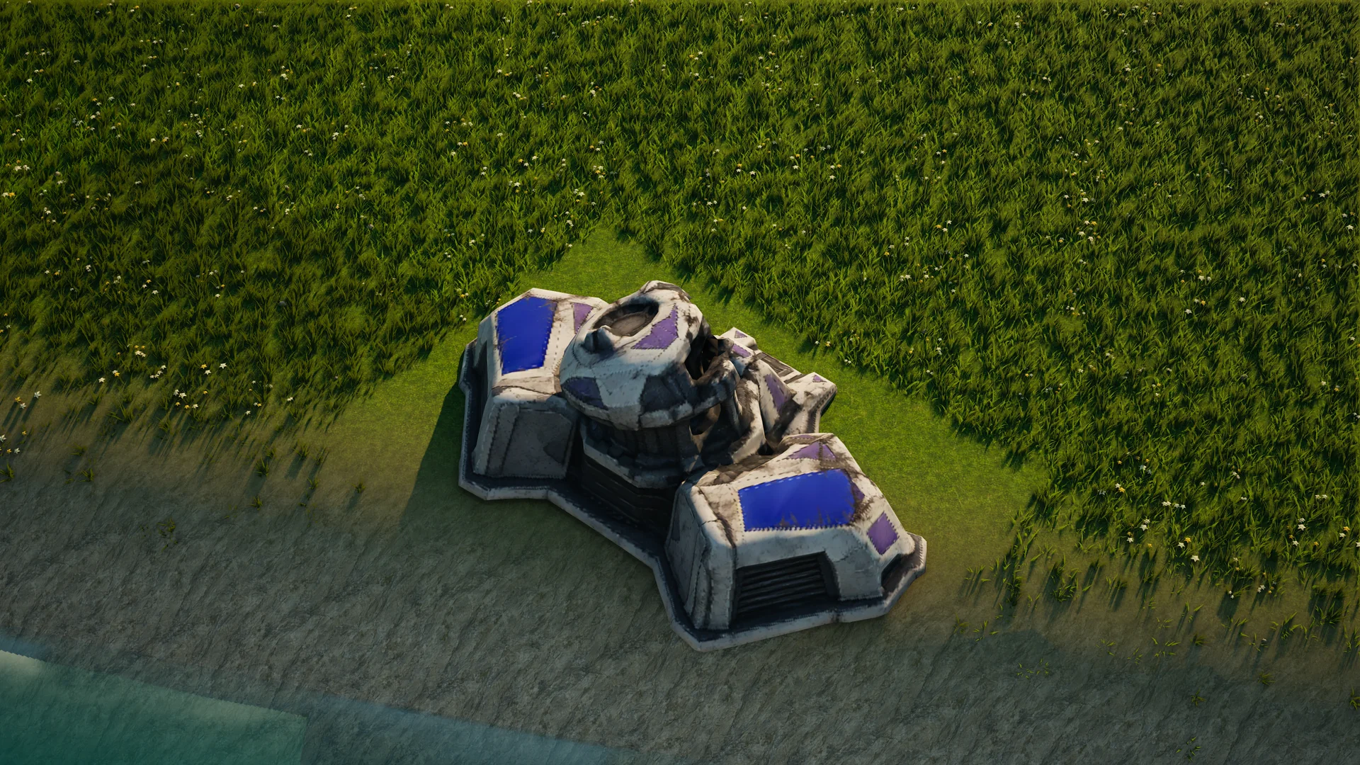 Destroyed Moonveil Energy generator, with collapsed armour and machinery
