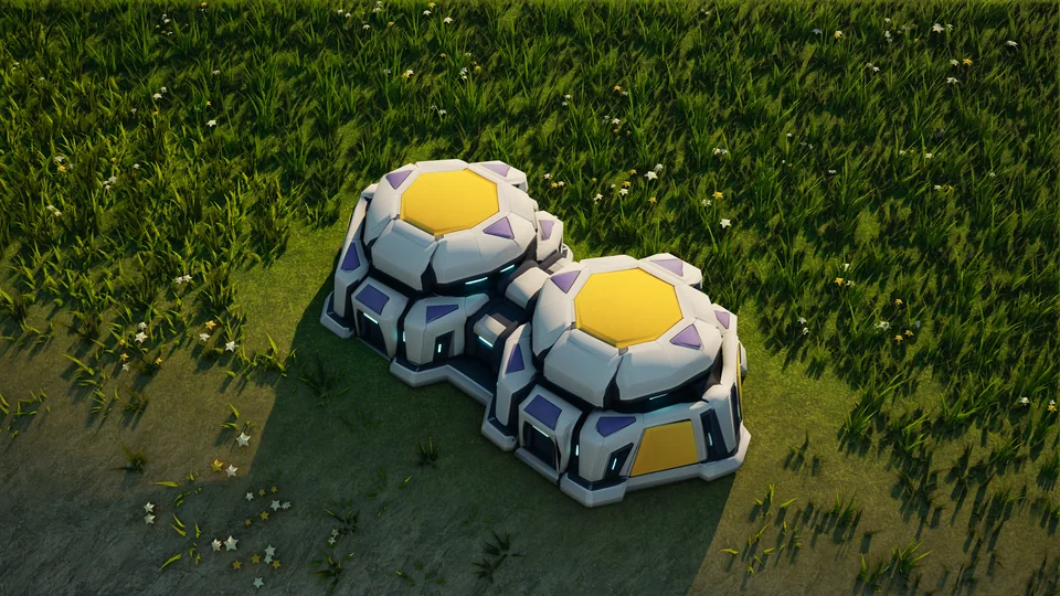 Moonveil Matter storage standing in Hearthland, viewed from above at a three-quarter angle
