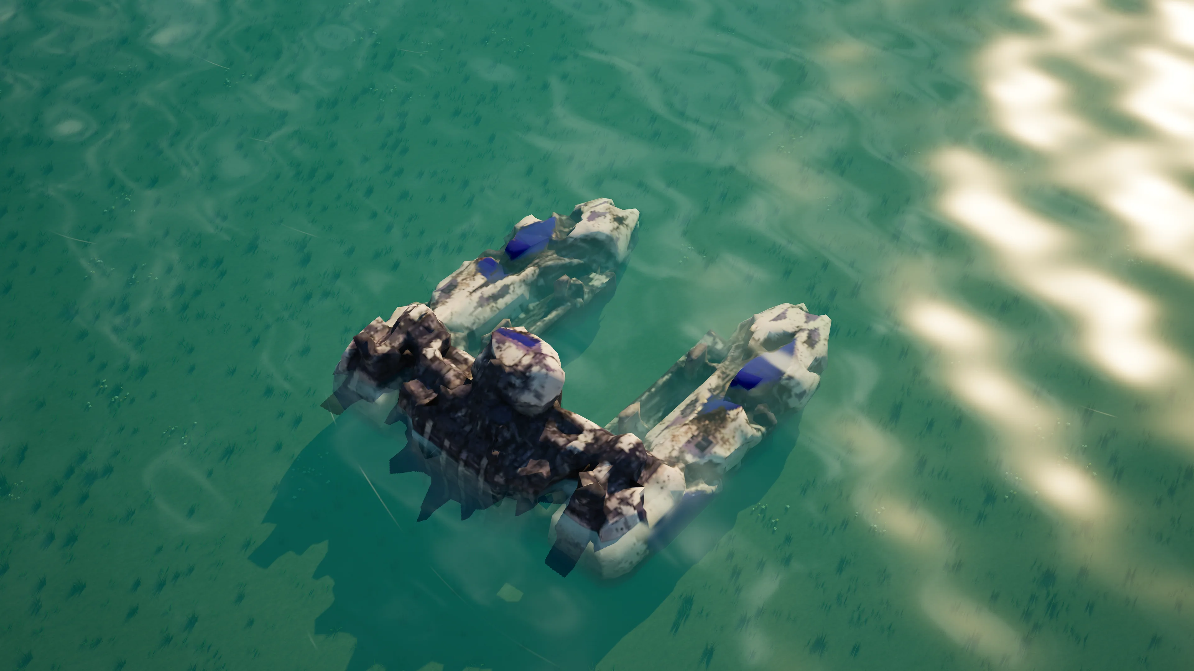 Wrack von Moonveil Naval yard, mit eingestürzter Panzerung und Maschinerie