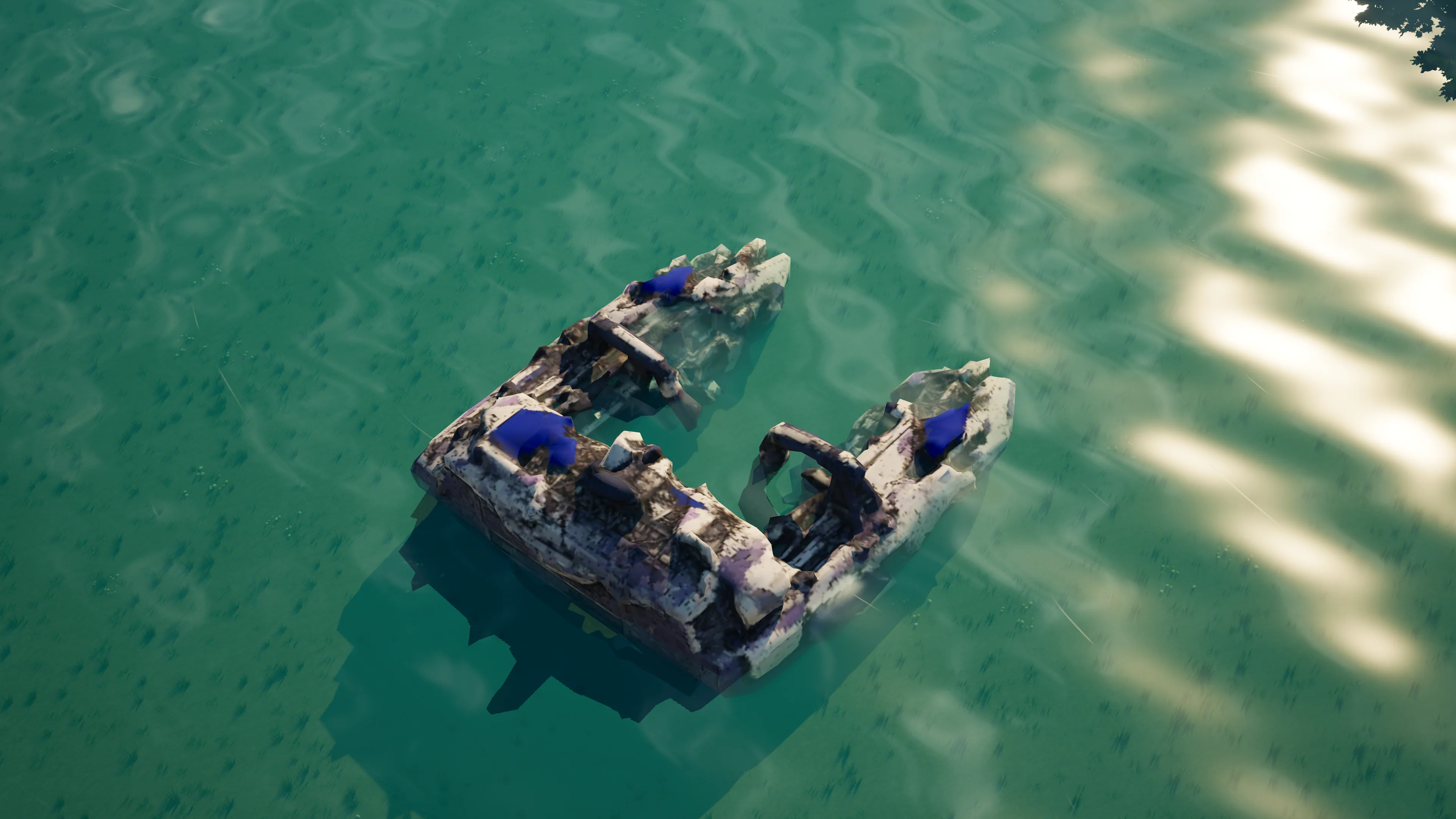 Verwoeste Moonveil Naval yard, met ingestort pantser en machinerie