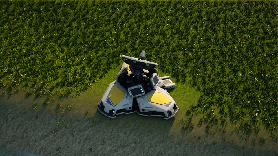 Moonveil Radar standing in Hearthland, viewed from above at a three-quarter angle