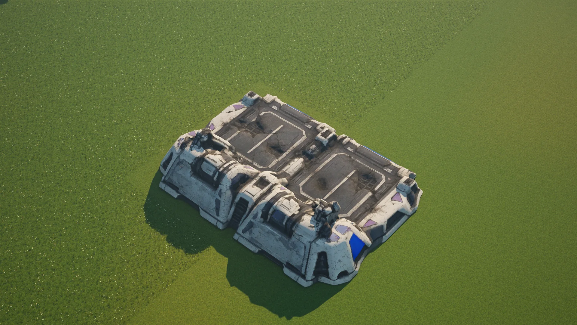 Destroyed Moonveil Refuelling station, with collapsed armour and machinery