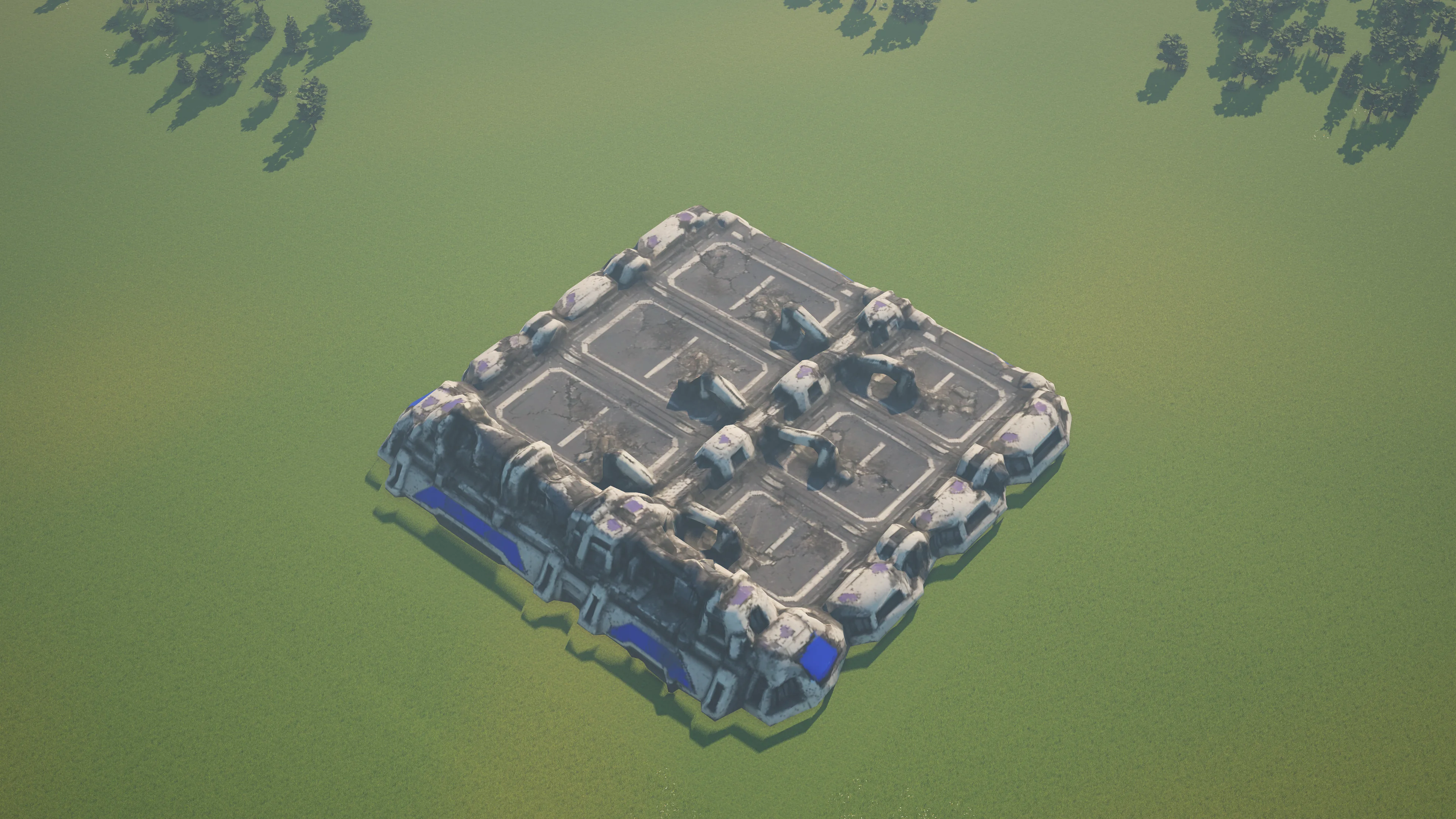 Wrack von Moonveil Refuelling station, mit eingestürzter Panzerung und Maschinerie
