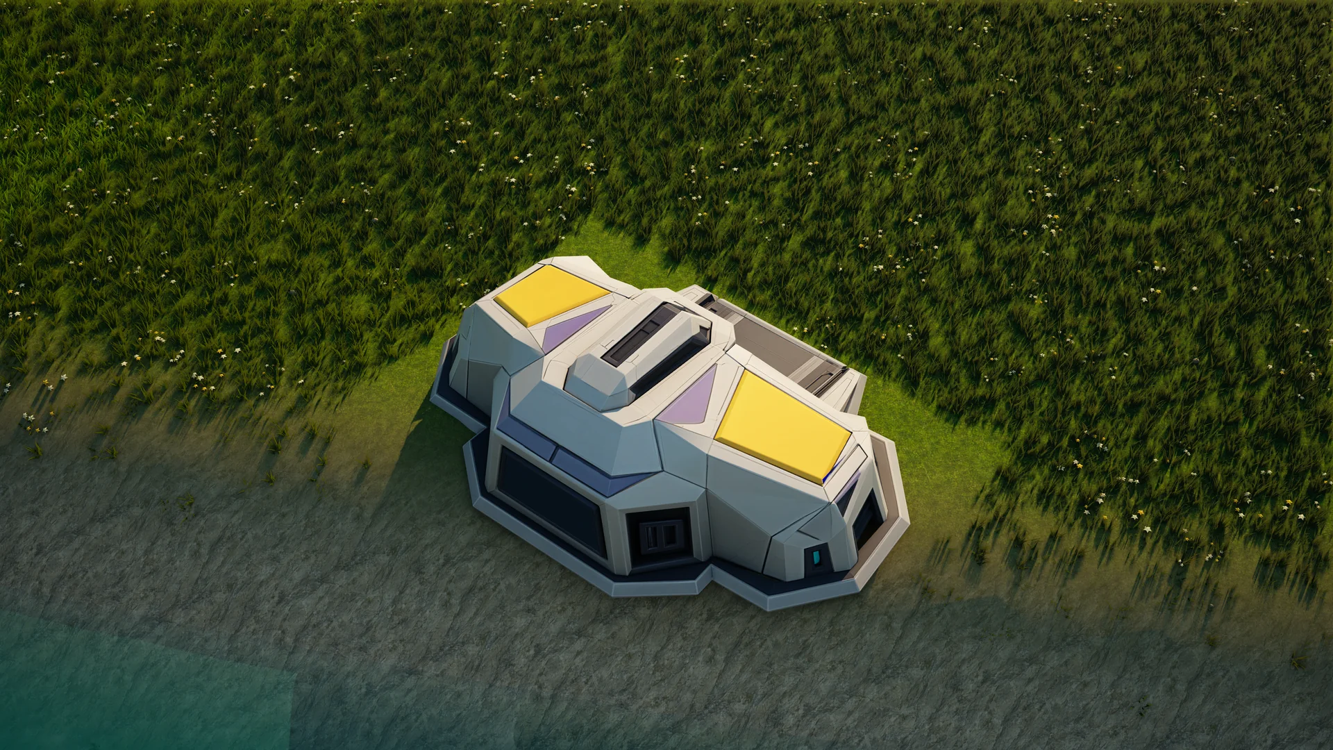 Moonveil Repair depot standing in Hearthland, viewed from above at a three-quarter angle