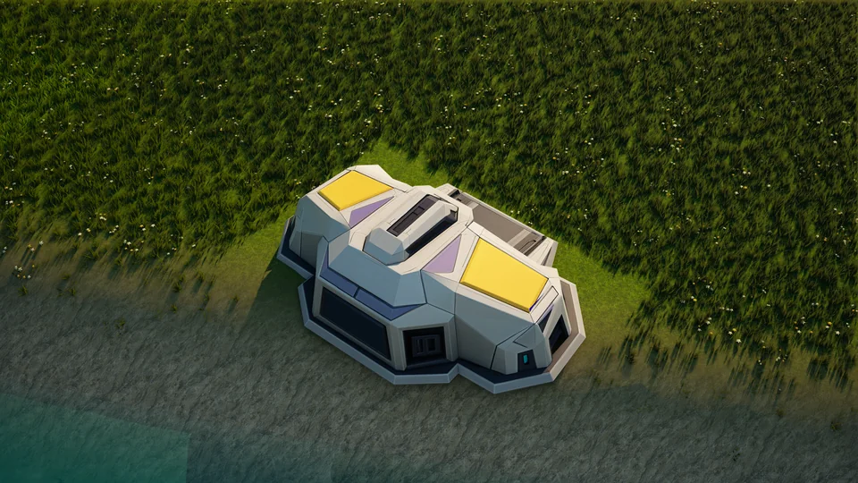 Moonveil Repair depot standing in Hearthland, viewed from above at a three-quarter angle
