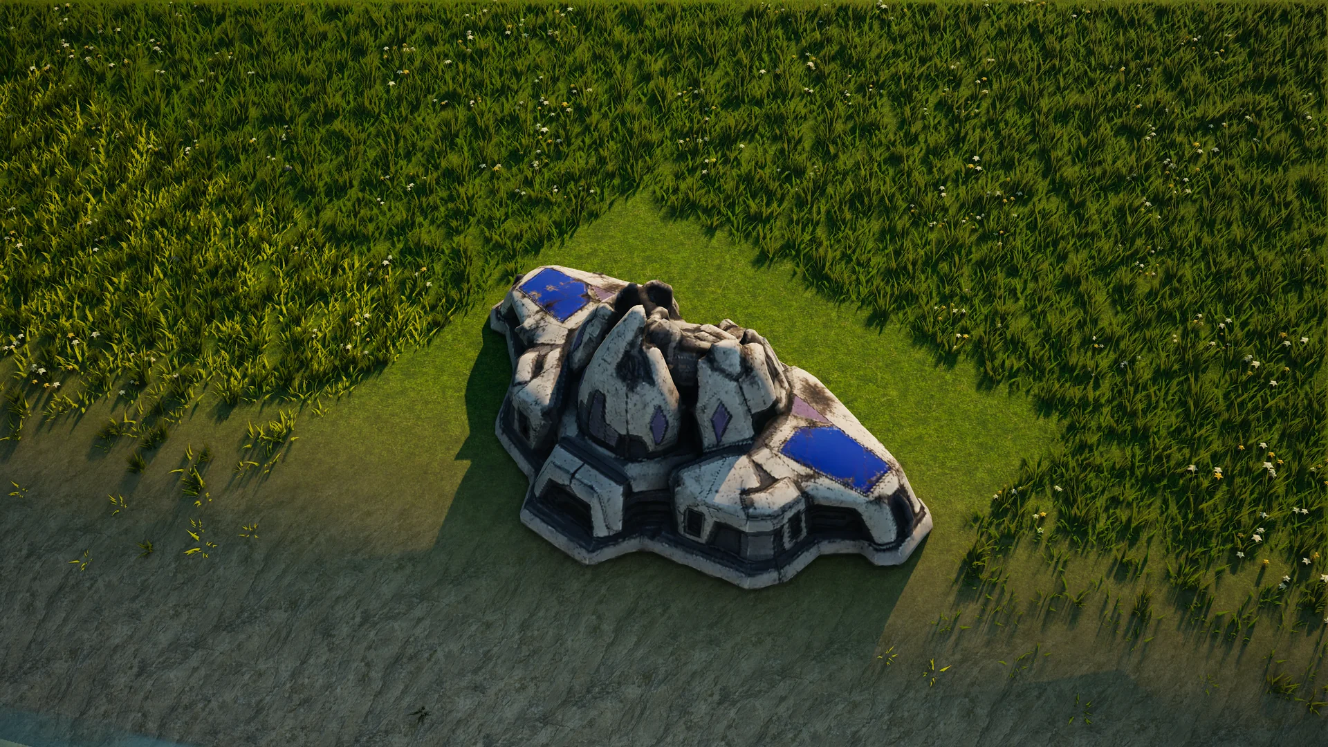Destroyed Moonveil Shield generator, with collapsed armour and machinery
