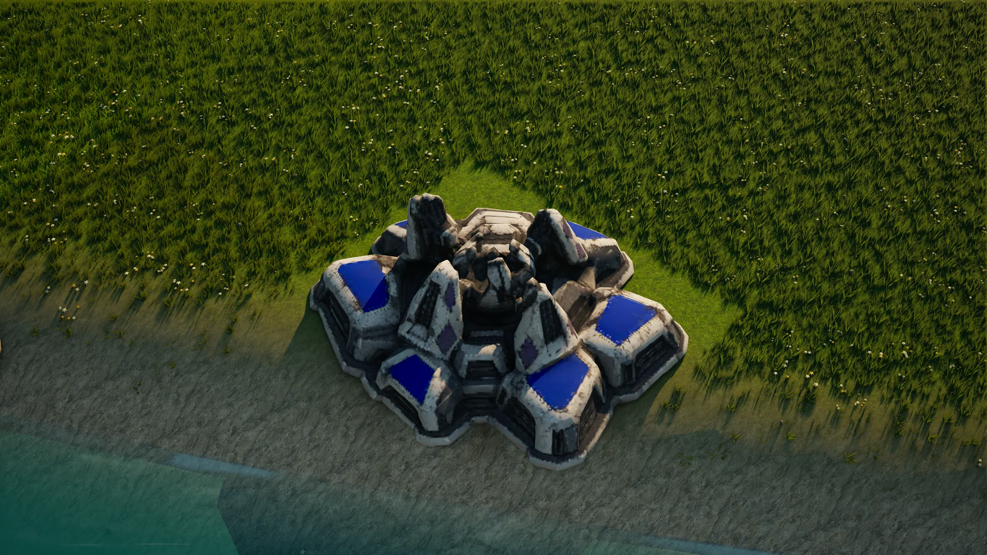 Destroyed Moonveil Shield generator, with collapsed armour and machinery