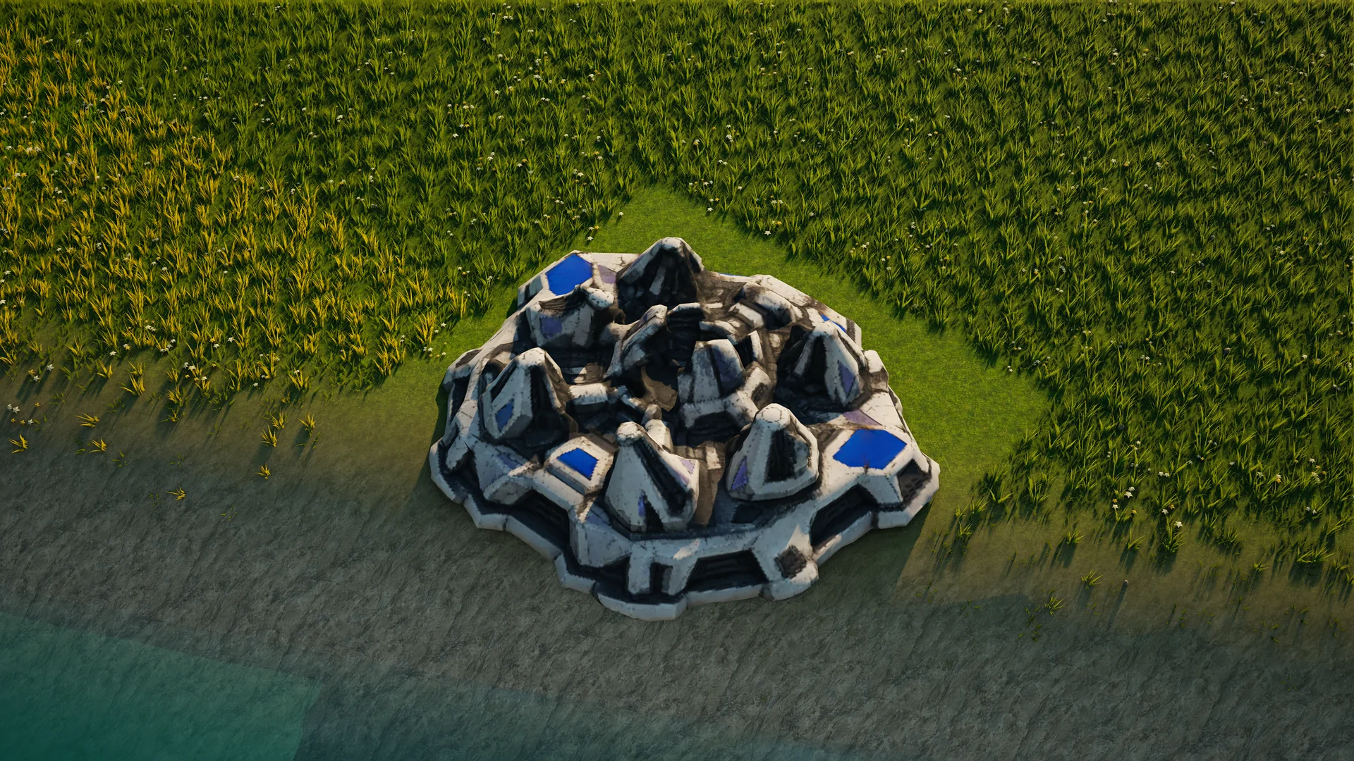 Destroyed Moonveil Shield generator, with collapsed armour and machinery