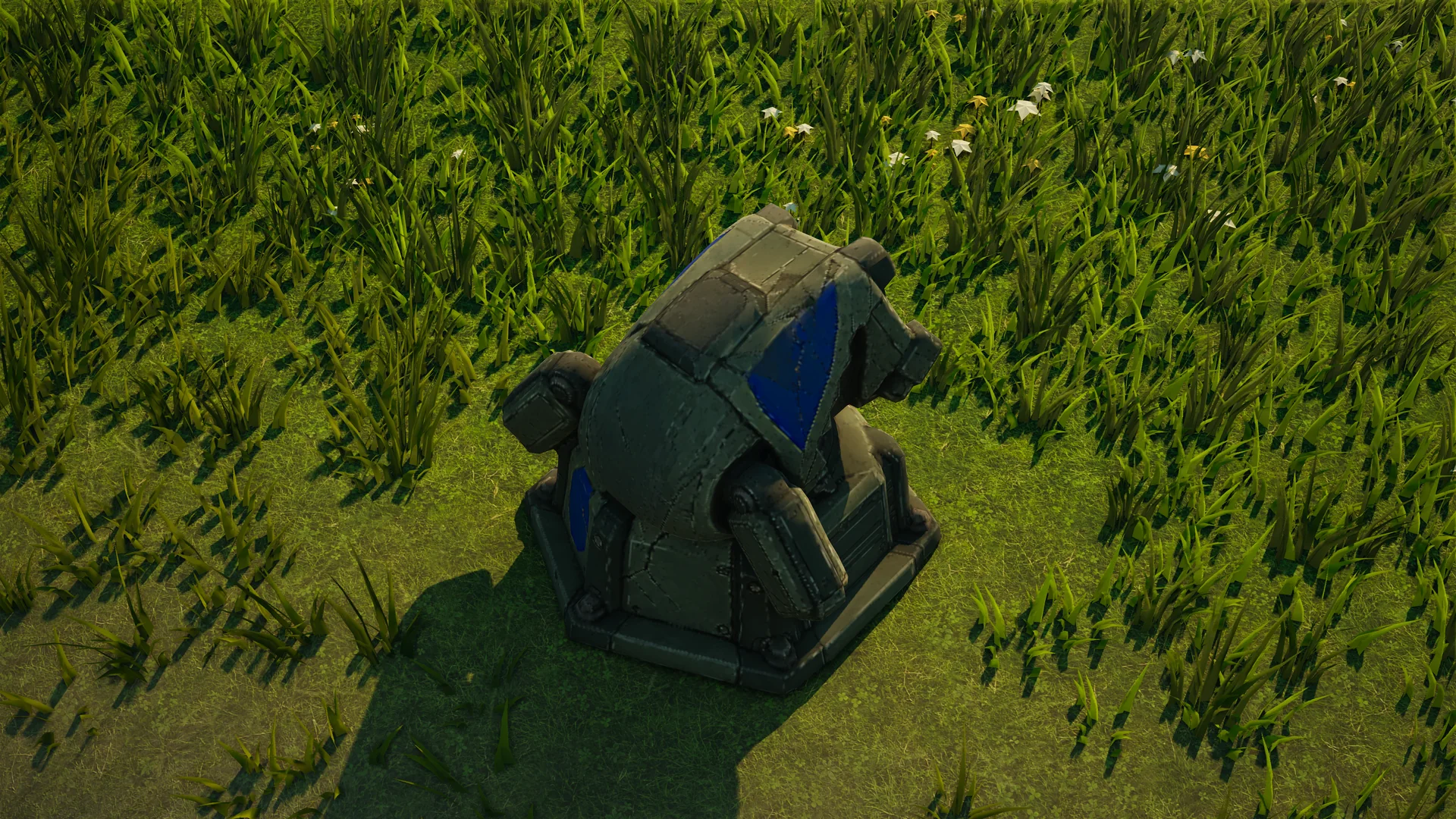 Destroyed Mossglade Drone catcher, with collapsed armour and machinery