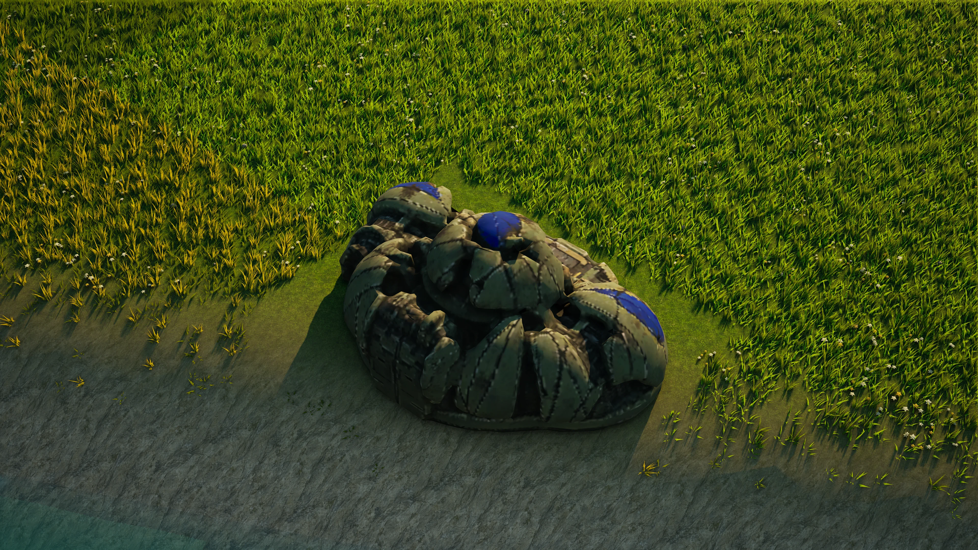 Wrack von Mossglade Engineering hub, mit eingestürzter Panzerung und Maschinerie
