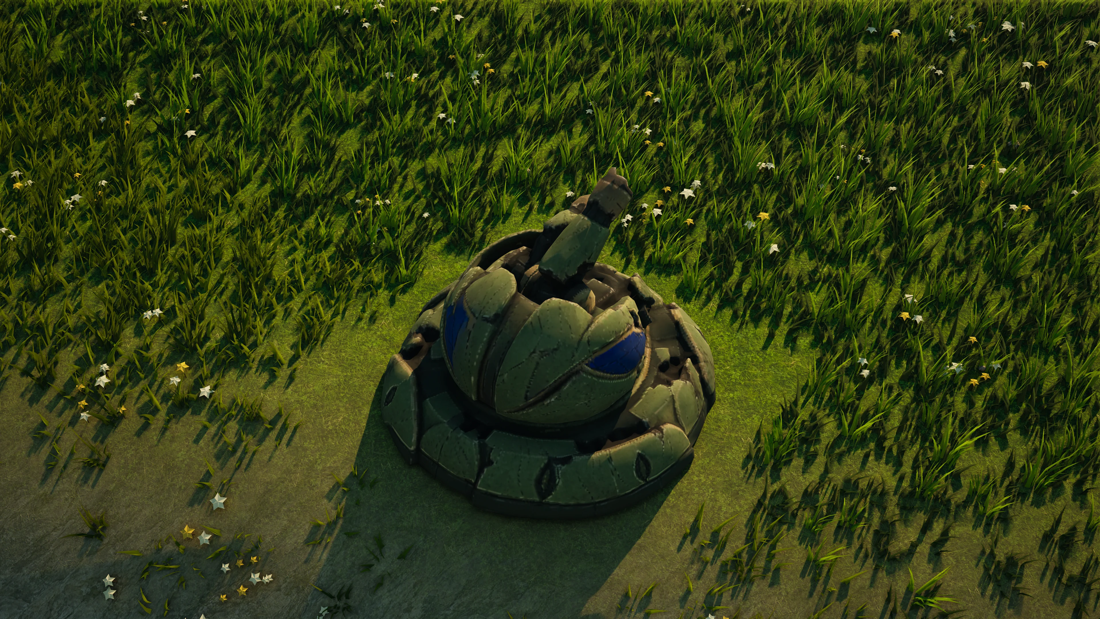 Wrack von Mossglade Anti-air turret, mit eingestürzter Panzerung und Maschinerie