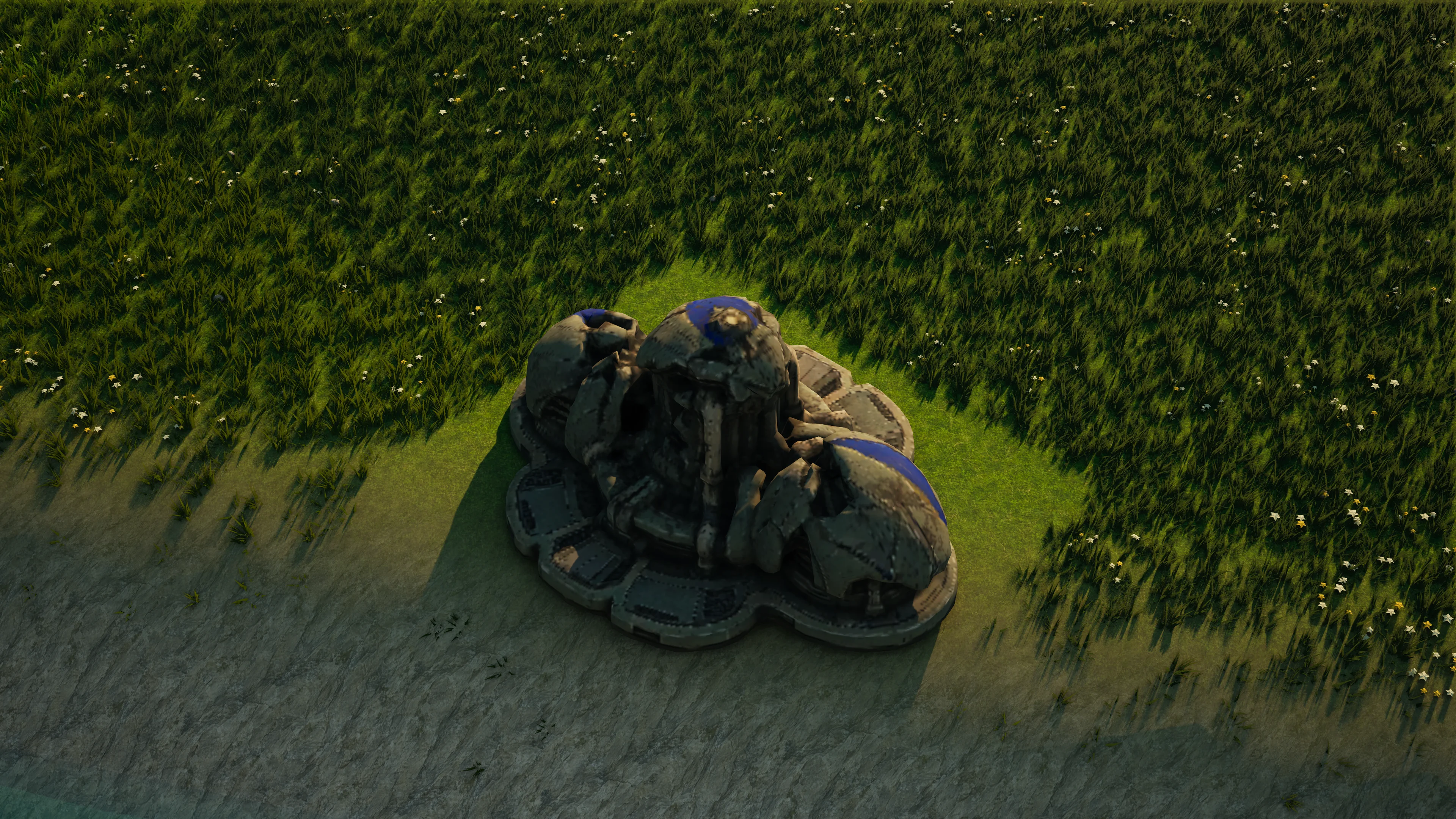 Wrack von Mossglade Energy generator, mit eingestürzter Panzerung und Maschinerie