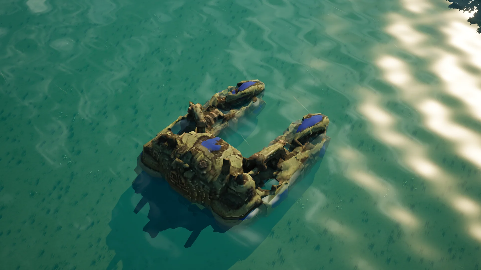 Destroyed Mossglade Naval yard, with collapsed armour and machinery