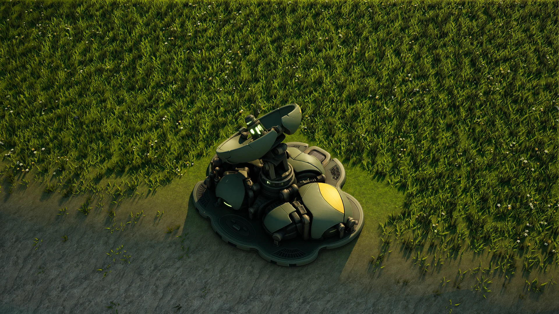 Mossglade Radar standing in Hearthland, viewed from above at a three-quarter angle