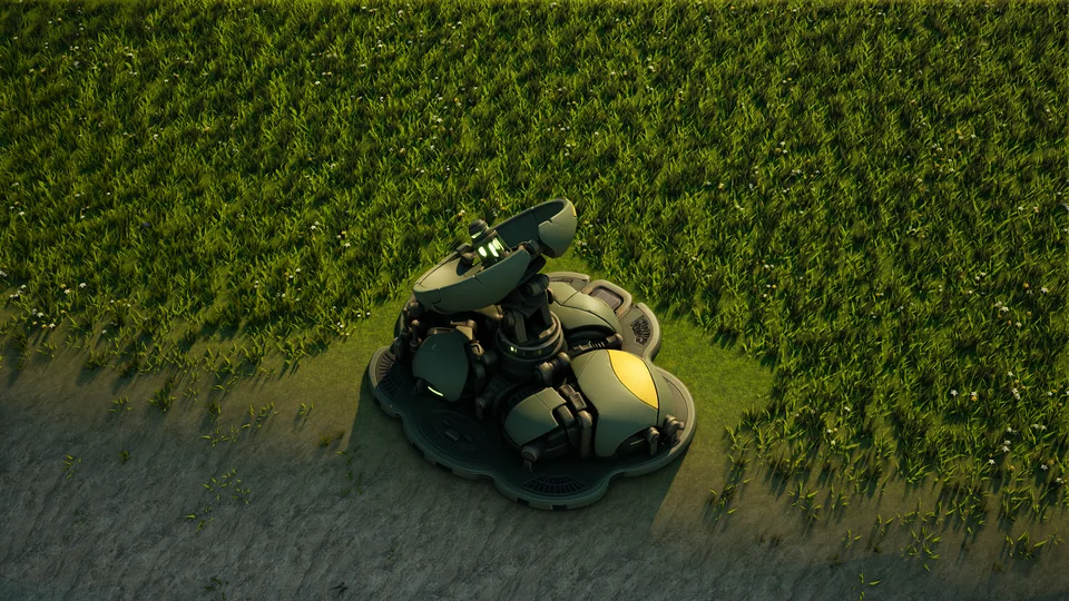 Mossglade Radar standing in Hearthland, viewed from above at a three-quarter angle