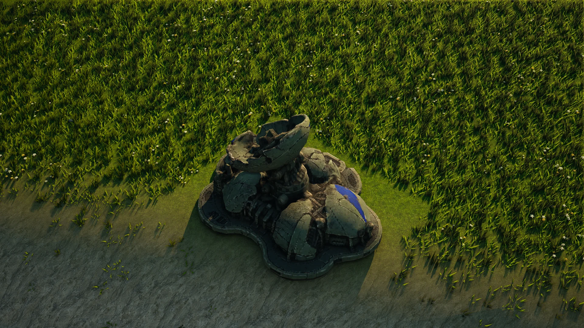 Destroyed Mossglade Radar, with collapsed armour and machinery