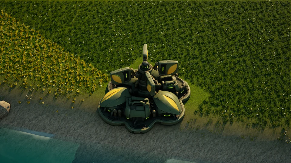 Mossglade Radar disruptor standing in Hearthland, viewed from above at a three-quarter angle