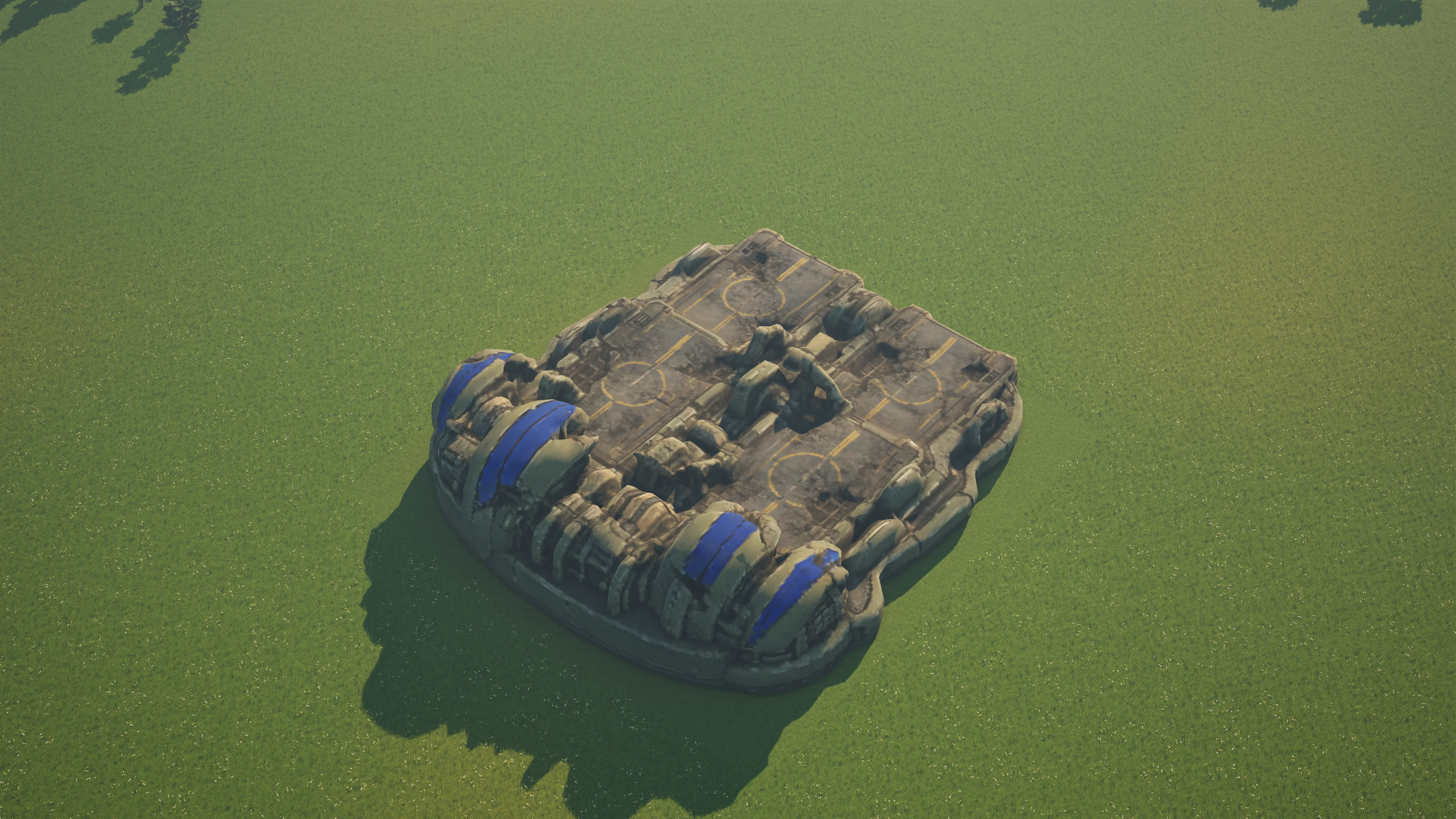 Wrack von Mossglade Refuelling station, mit eingestürzter Panzerung und Maschinerie