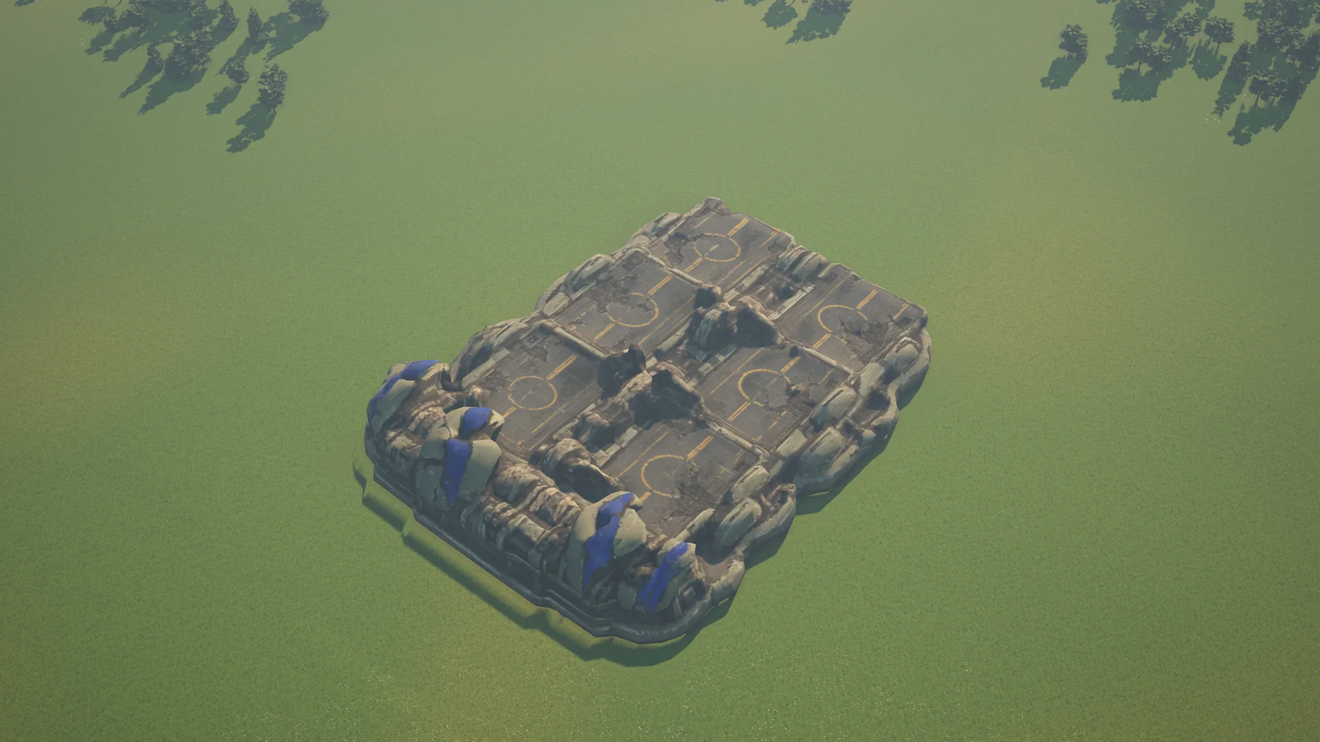 Destroyed Mossglade Refuelling station, with collapsed armour and machinery