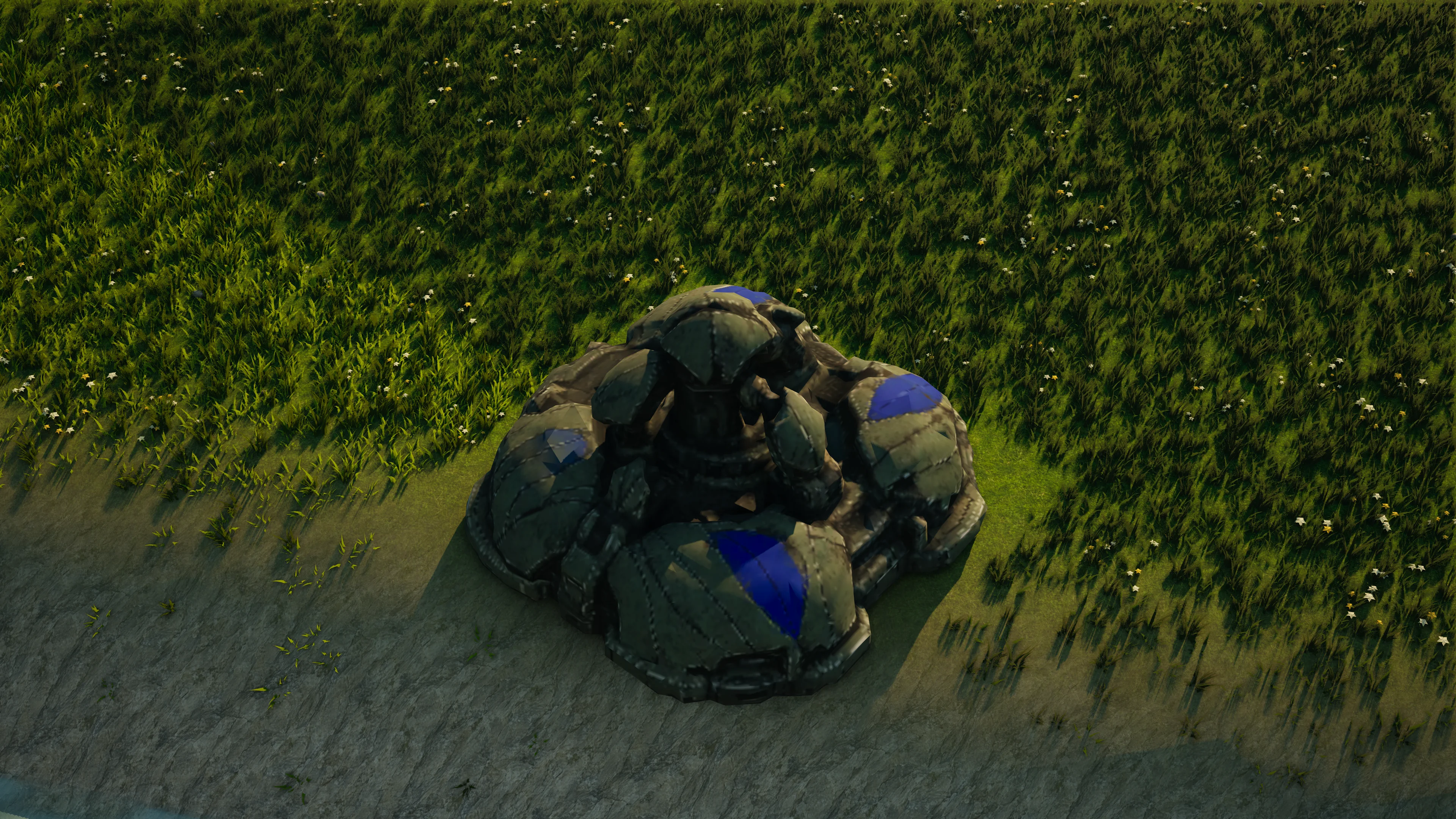 Wrack von Mossglade Shield generator, mit eingestürzter Panzerung und Maschinerie