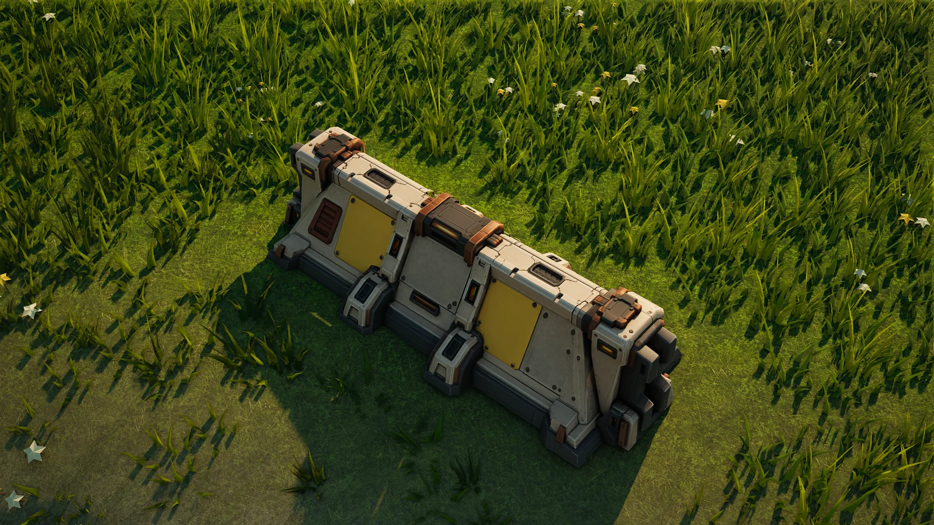 Sunhearth Barricade standing in Hearthland, viewed from above at a three-quarter angle