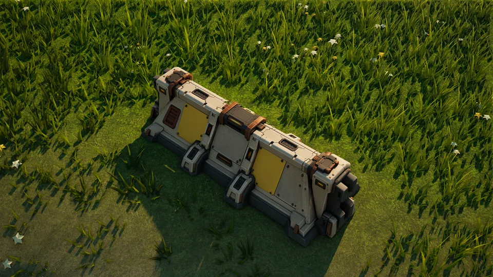 Sunhearth Barricade standing in Hearthland, viewed from above at a three-quarter angle