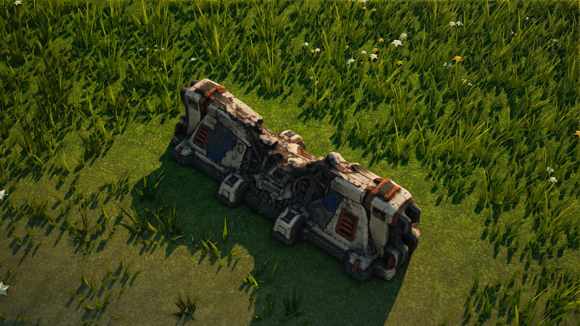 Destroyed Sunhearth Barricade, with collapsed armour and machinery