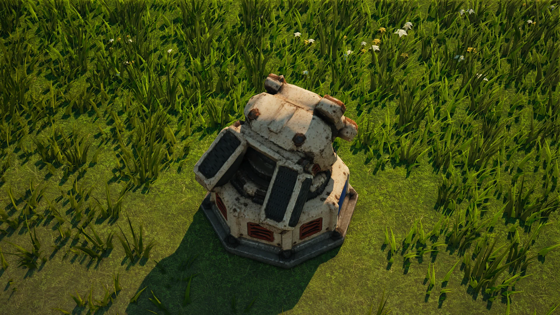 Destroyed Sunhearth Drone catcher, with collapsed armour and machinery