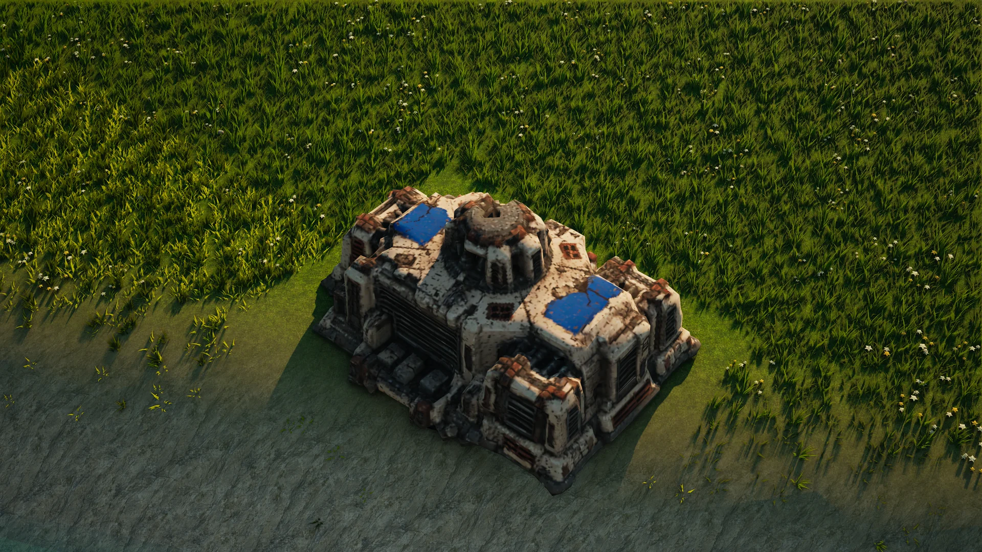 Destroyed Sunhearth Matter fabricator, with collapsed armour and machinery