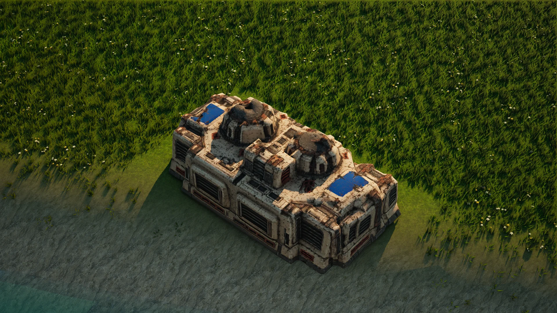 Destroyed Sunhearth Matter fabricator, with collapsed armour and machinery