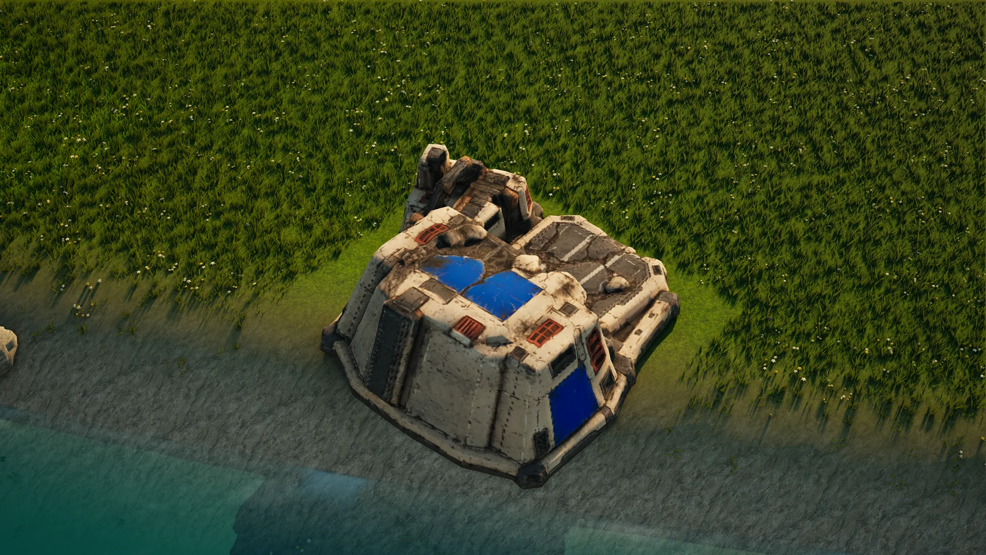 Destroyed Sunhearth Air factory, with collapsed armour and machinery