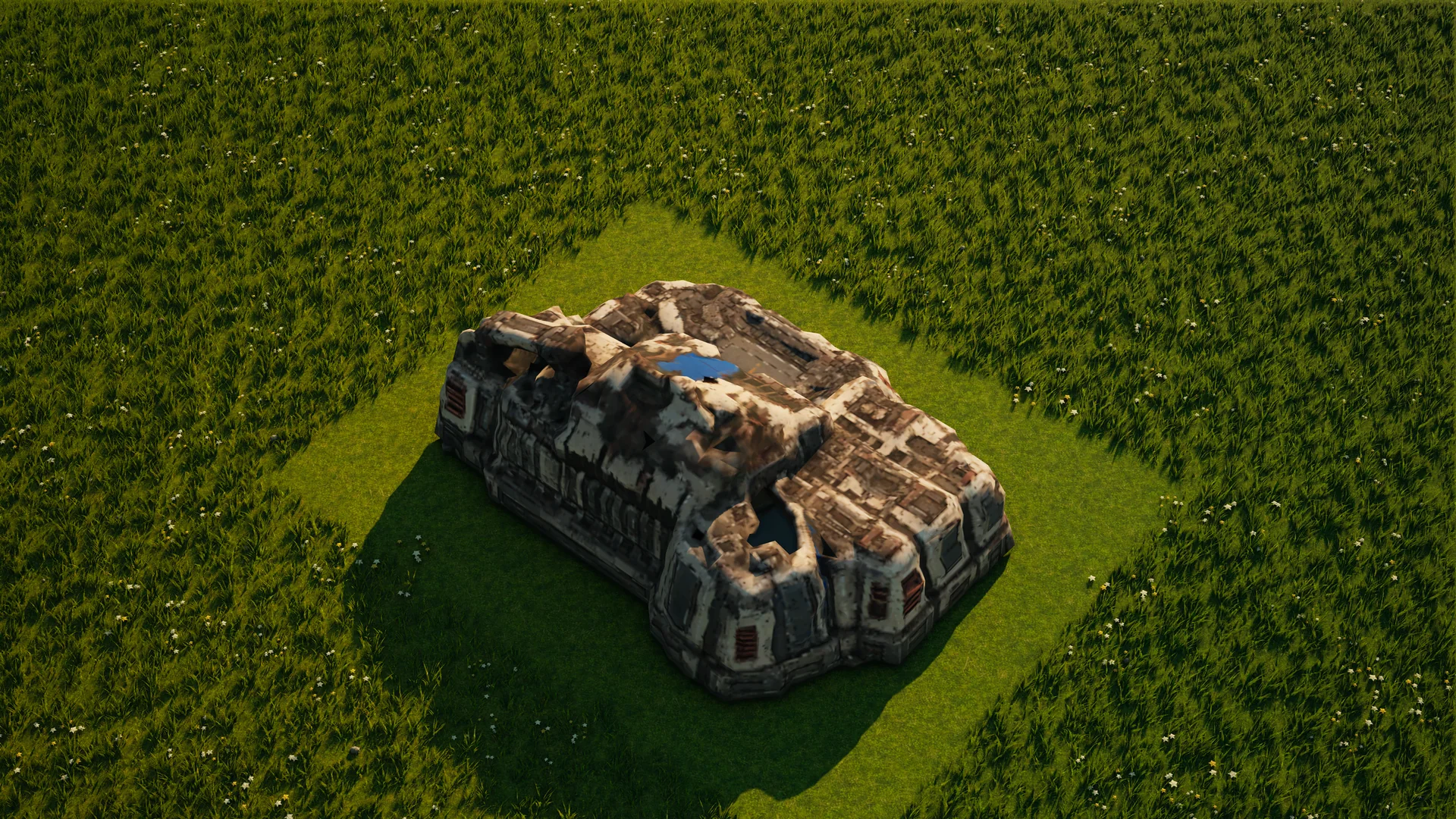 Destroyed Sunhearth Air factory, with collapsed armour and machinery