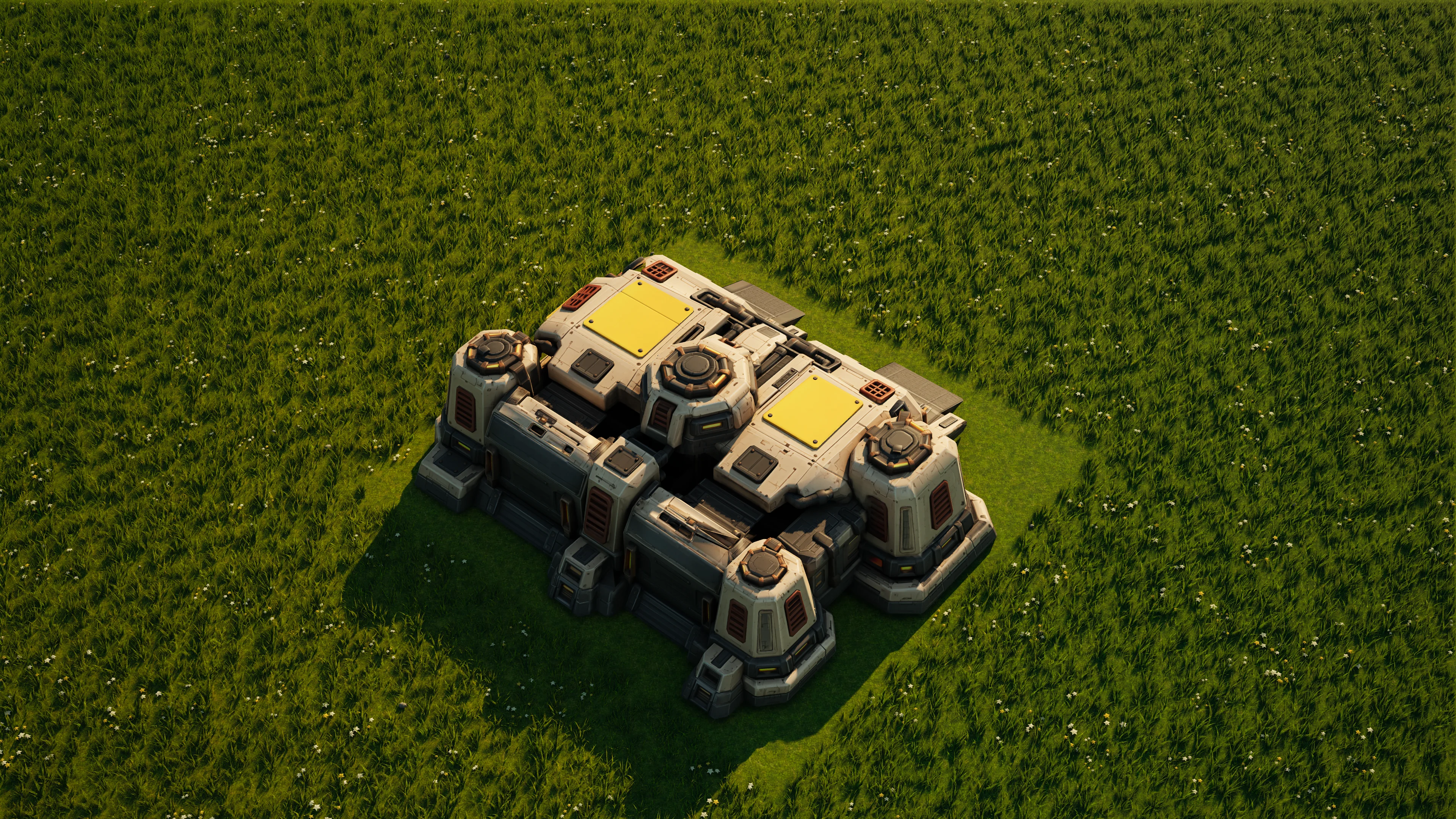 Sunhearth Ground factory in Hearthland, schräg von oben gesehen