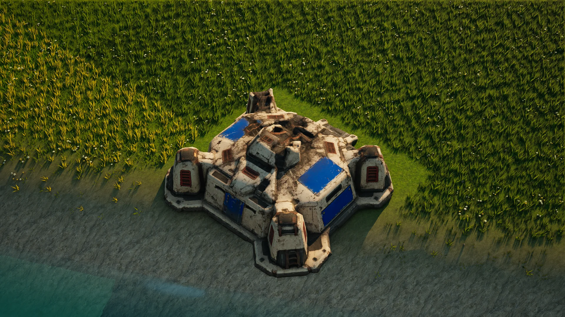 Destroyed Sunhearth Heartbloom, with collapsed armour and machinery