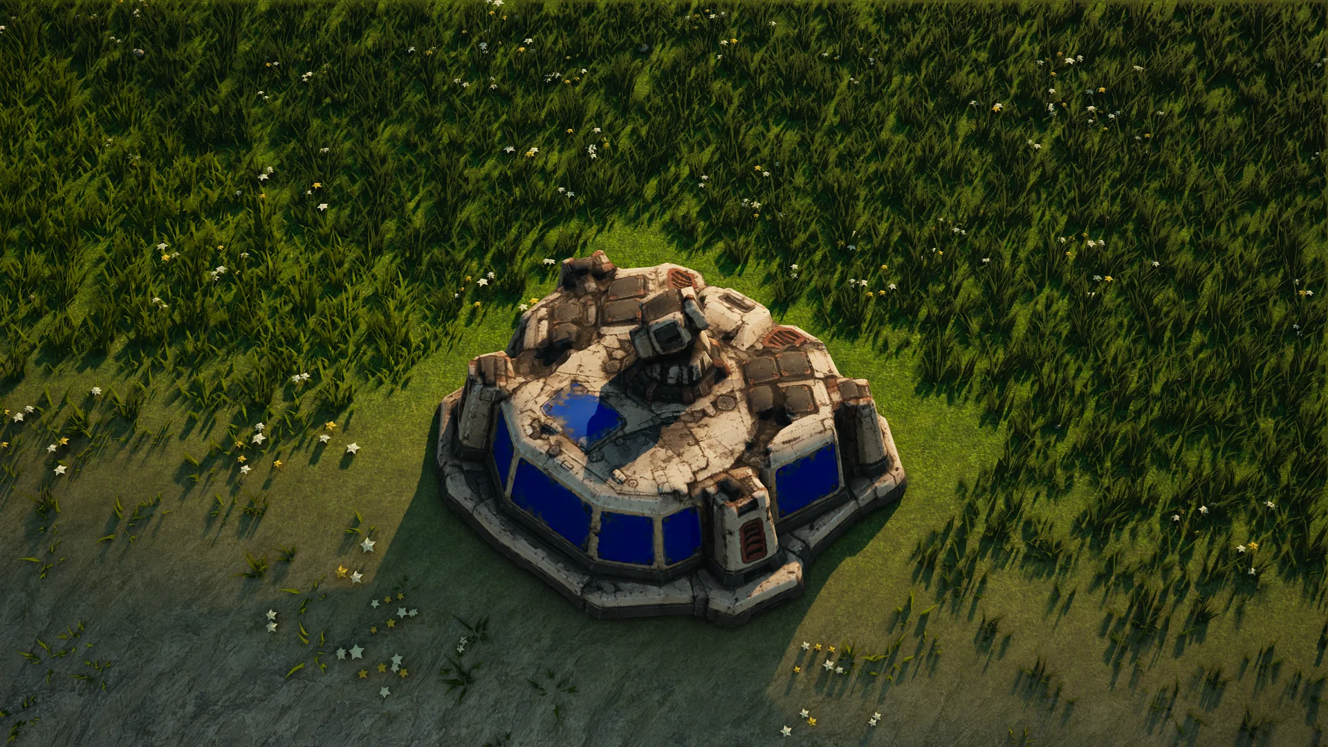 Destroyed Sunhearth Missile interceptor, with collapsed armour and machinery