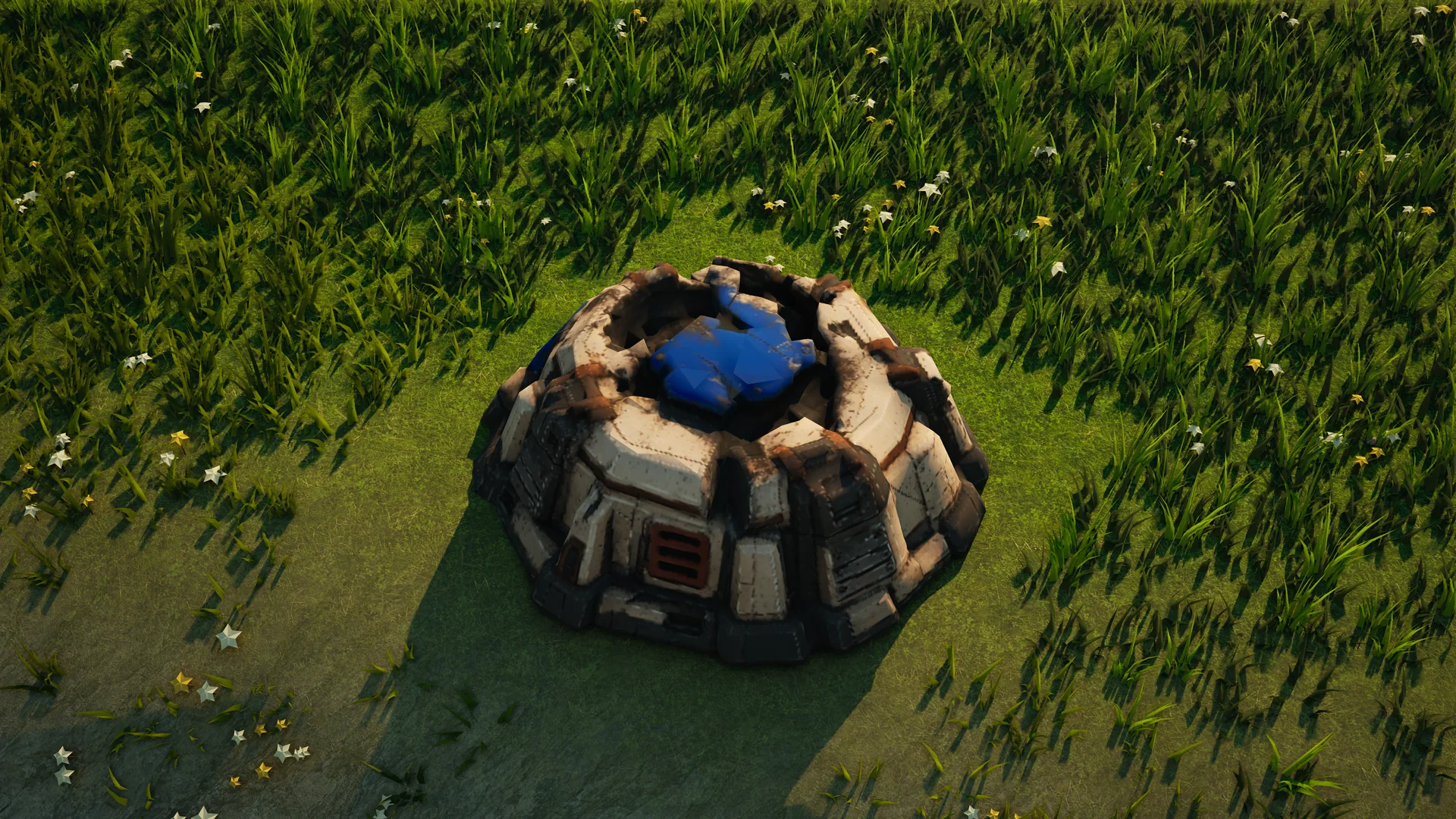 Destroyed Sunhearth Matter storage, with collapsed armour and machinery