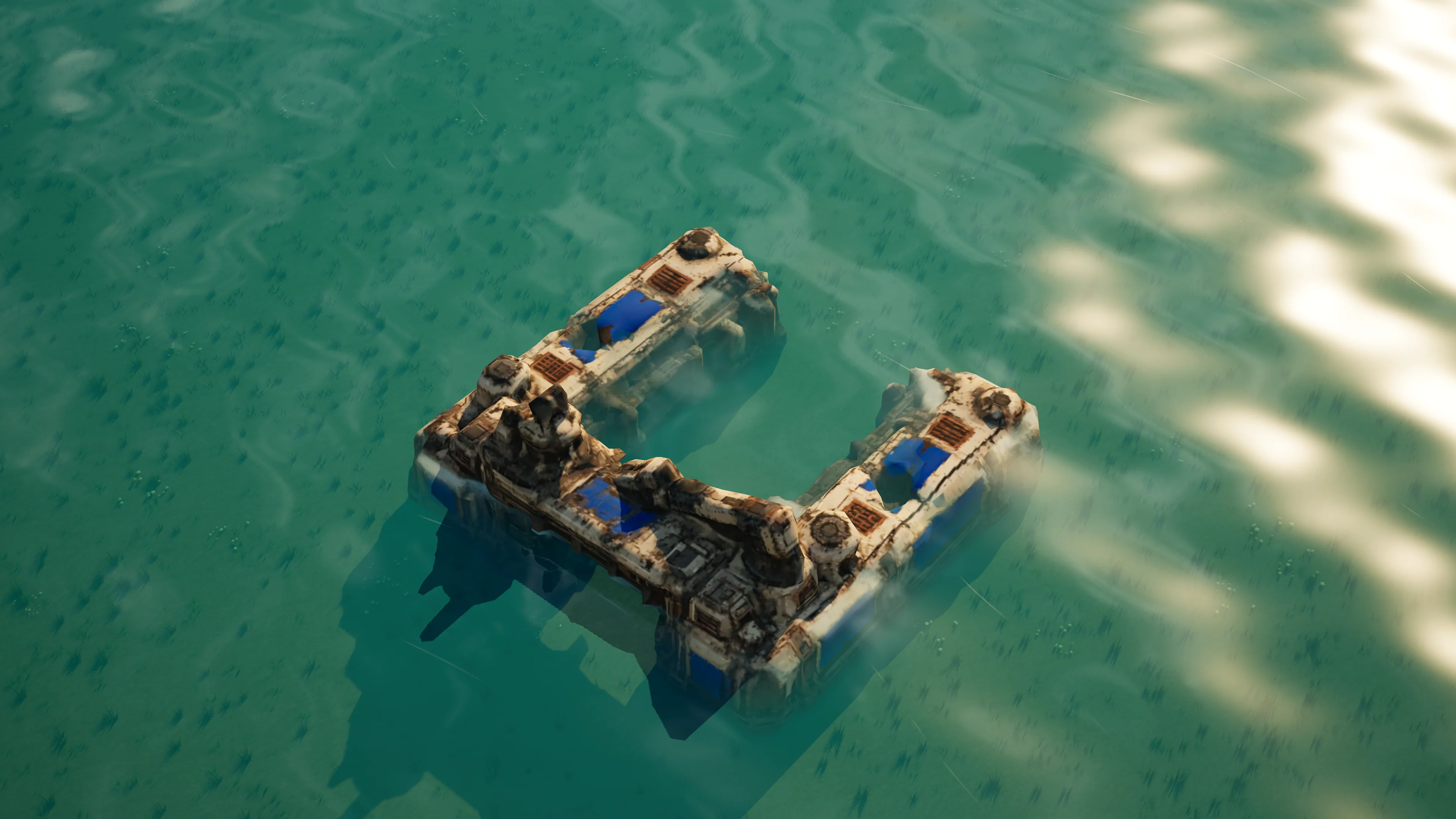 Wrack von Sunhearth Naval yard, mit eingestürzter Panzerung und Maschinerie