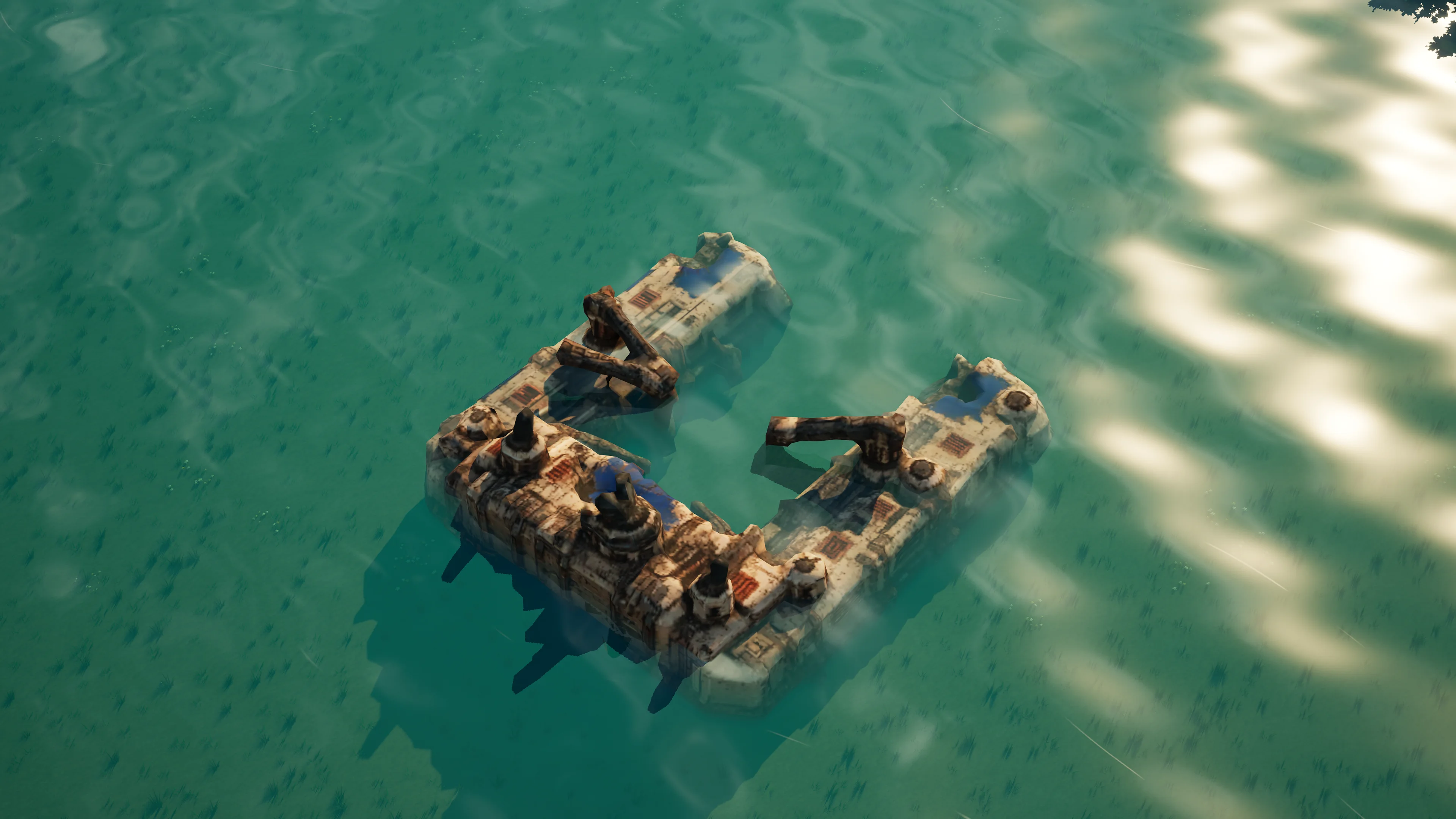 Wrack von Sunhearth Naval yard, mit eingestürzter Panzerung und Maschinerie