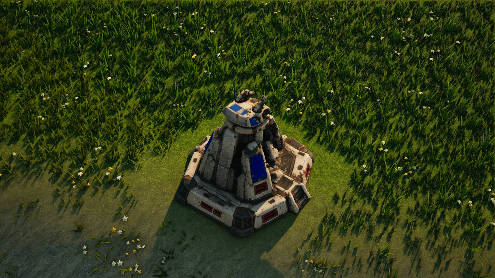 Destroyed Sunhearth Petal, with collapsed armour and machinery