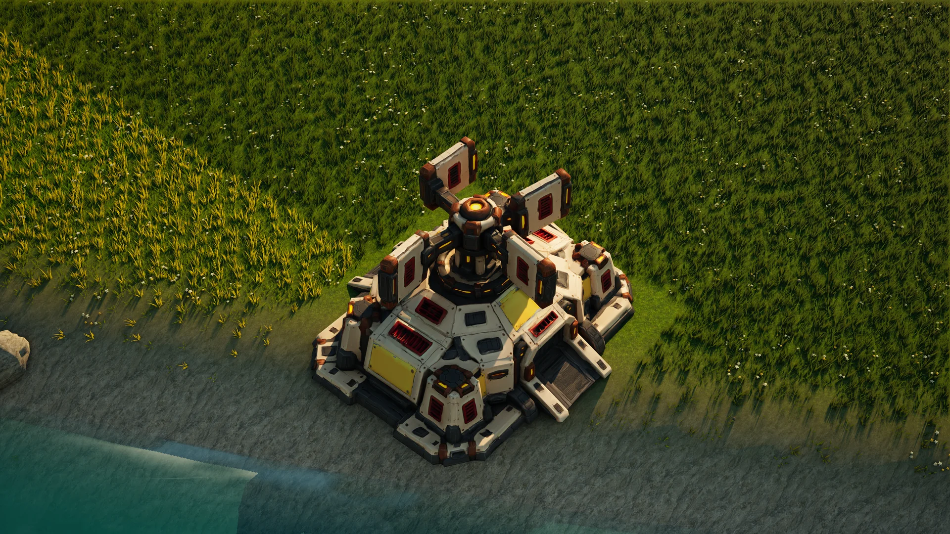 Sunhearth Radar disruptor standing in Hearthland, viewed from above at a three-quarter angle