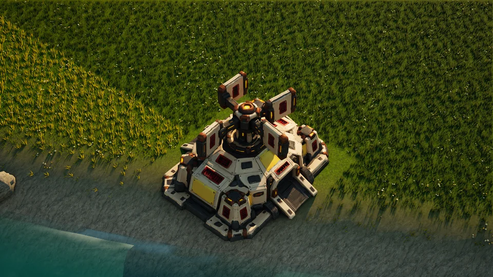 Sunhearth Radar disruptor standing in Hearthland, viewed from above at a three-quarter angle
