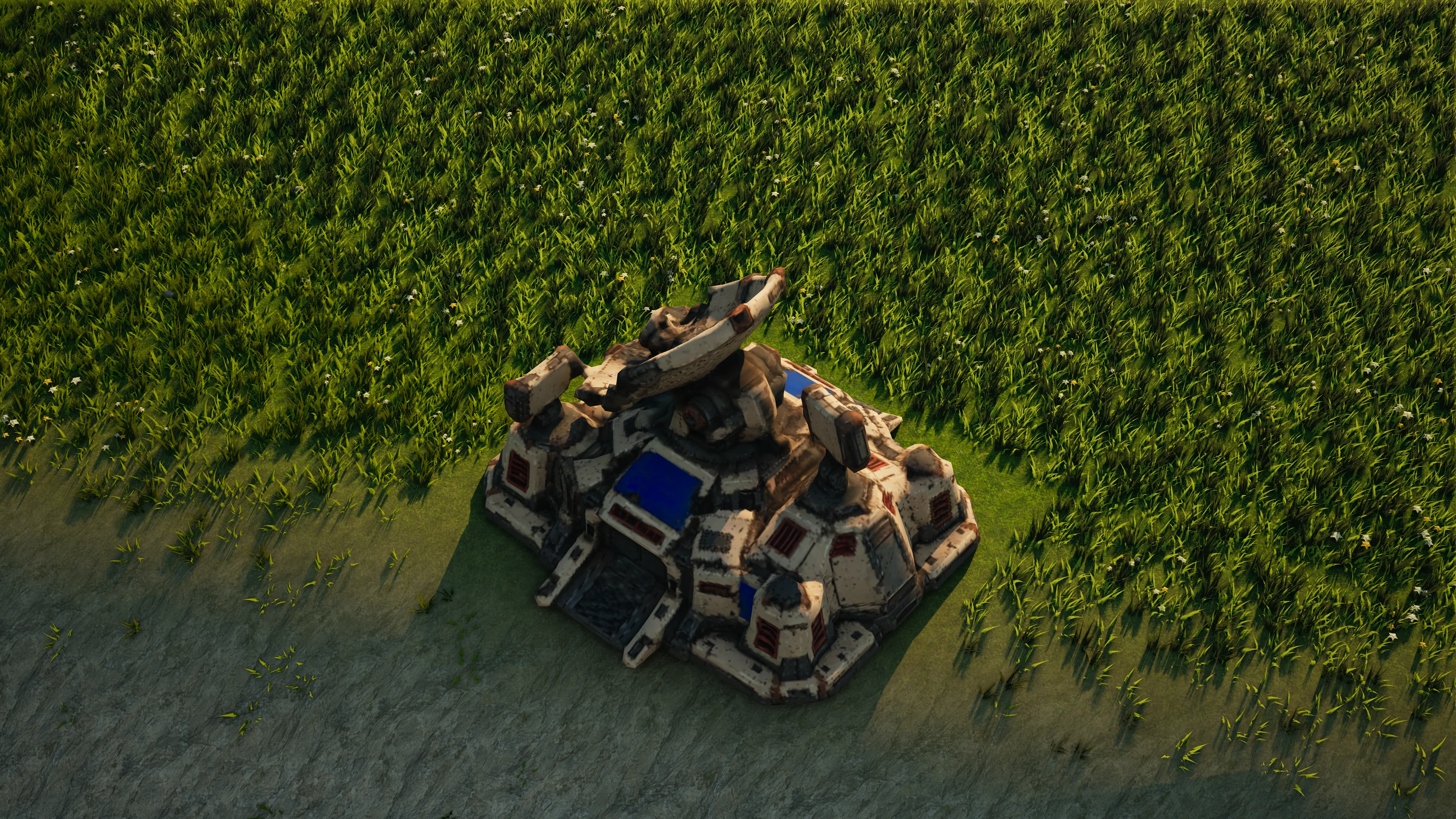 Wrack von Sunhearth Radar, mit eingestürzter Panzerung und Maschinerie