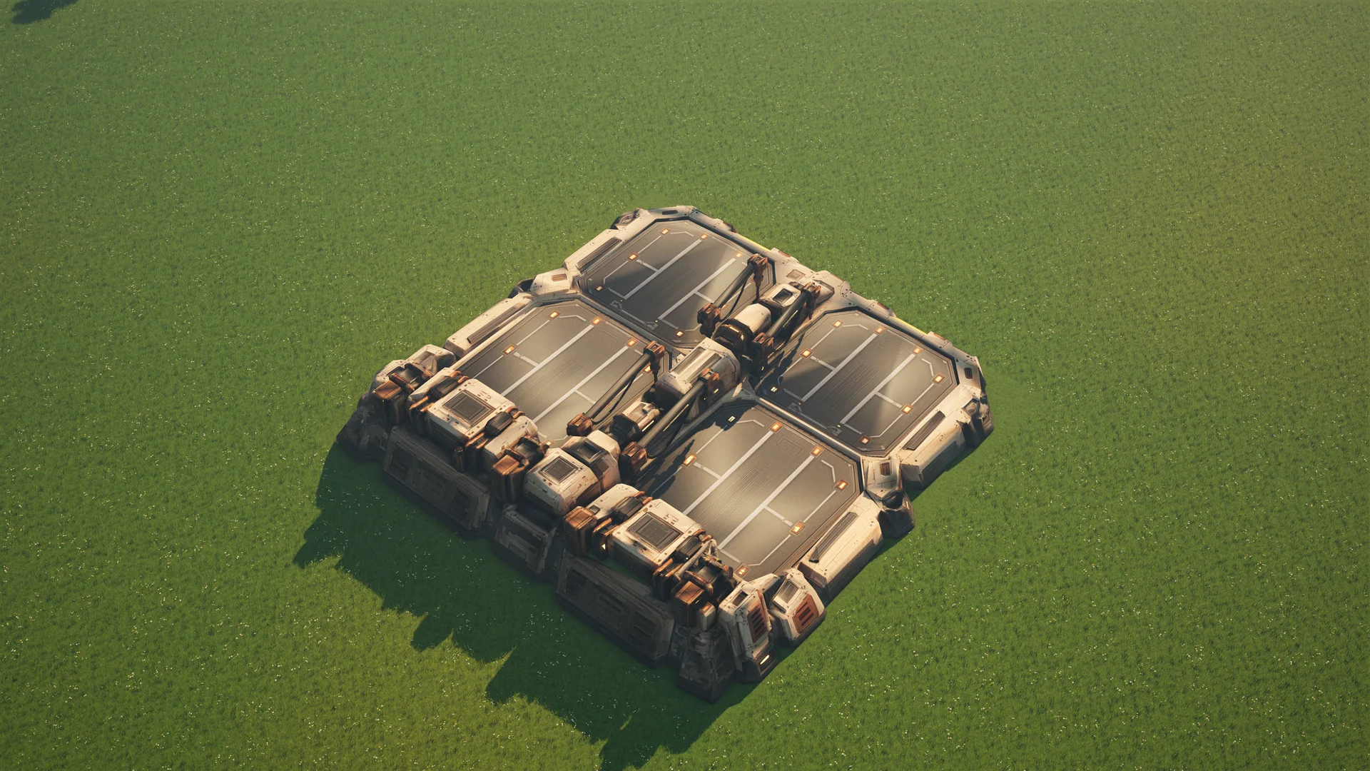 Sunhearth Refuelling station standing in Hearthland, viewed from above at a three-quarter angle