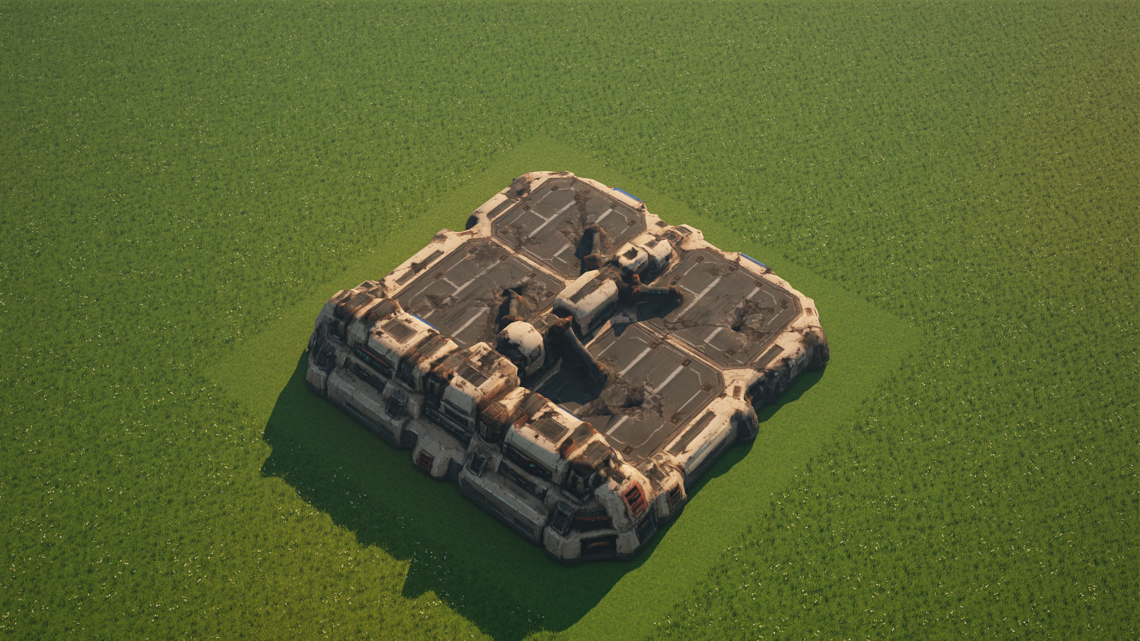 Épave de Sunhearth Refuelling station, blindage et machinerie effondrés