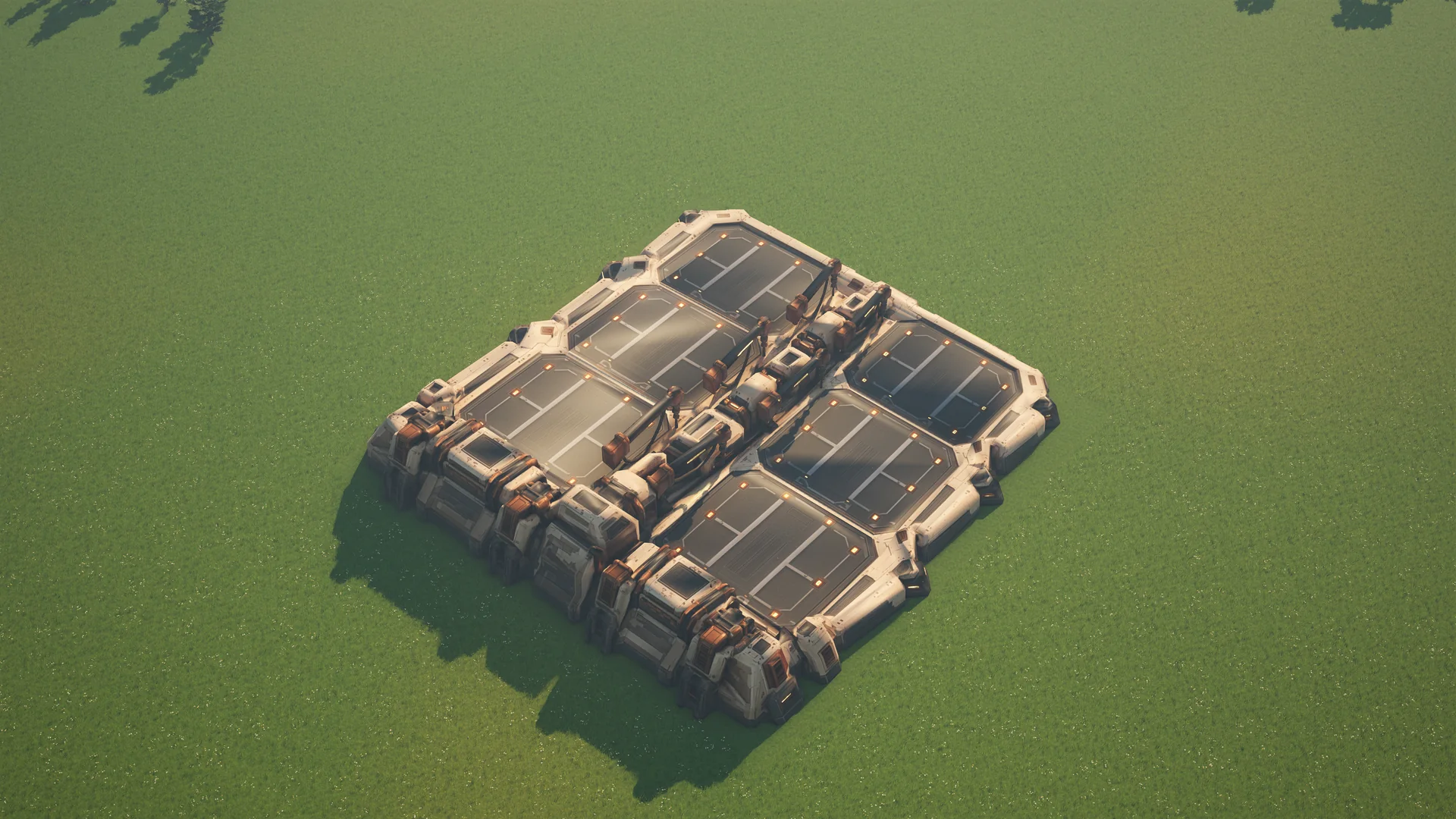 Sunhearth Refuelling station standing in Hearthland, viewed from above at a three-quarter angle